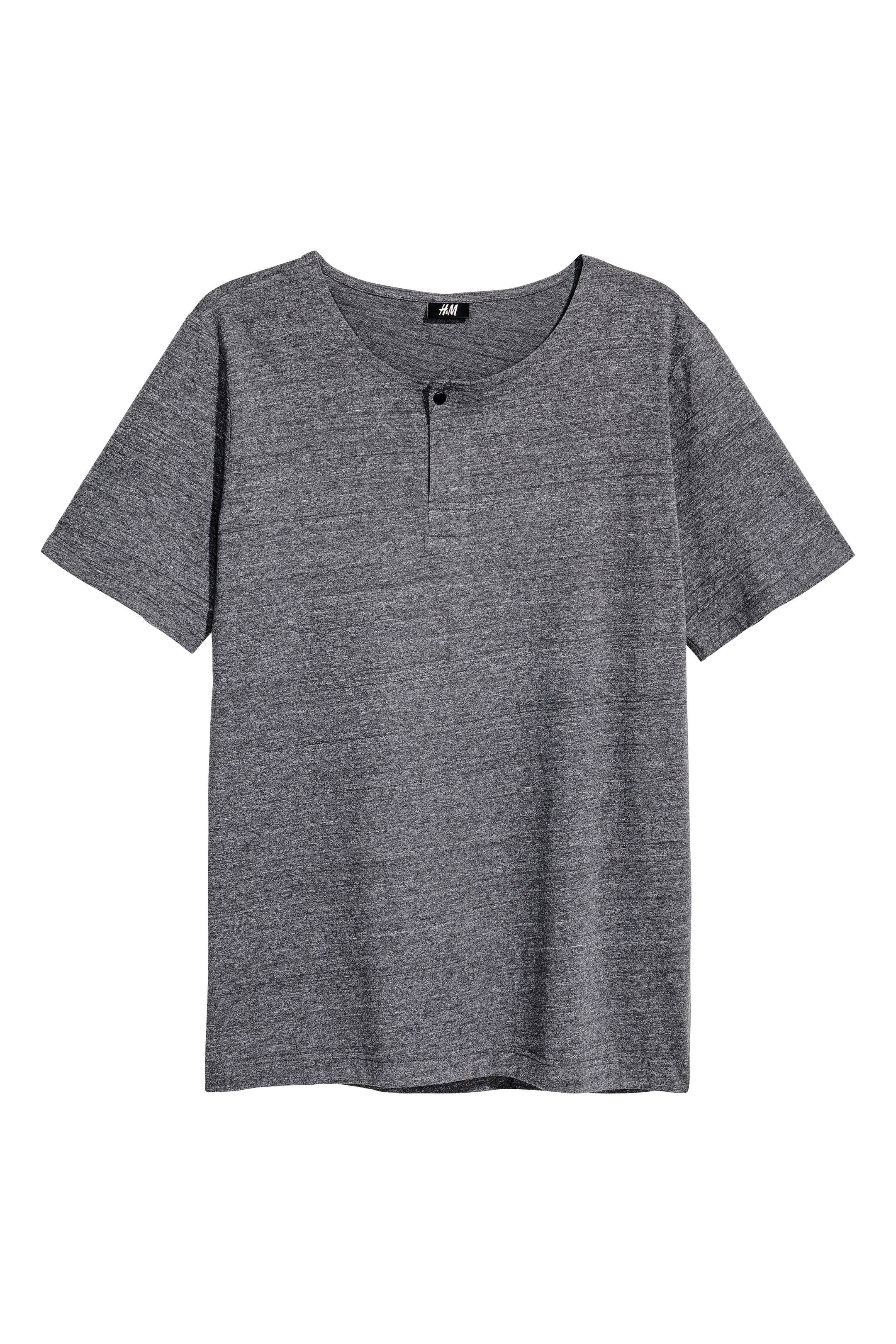 Näytä suurempi kuva: Painonapillinen T-paita - Tumma harmaameleerattu - MIEHET | H&M FI 1