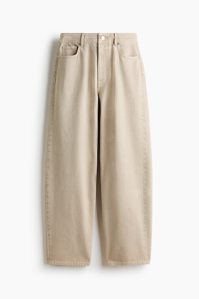 Baggy Barrel Regular Waist Jeans - Beige chiaro - 1