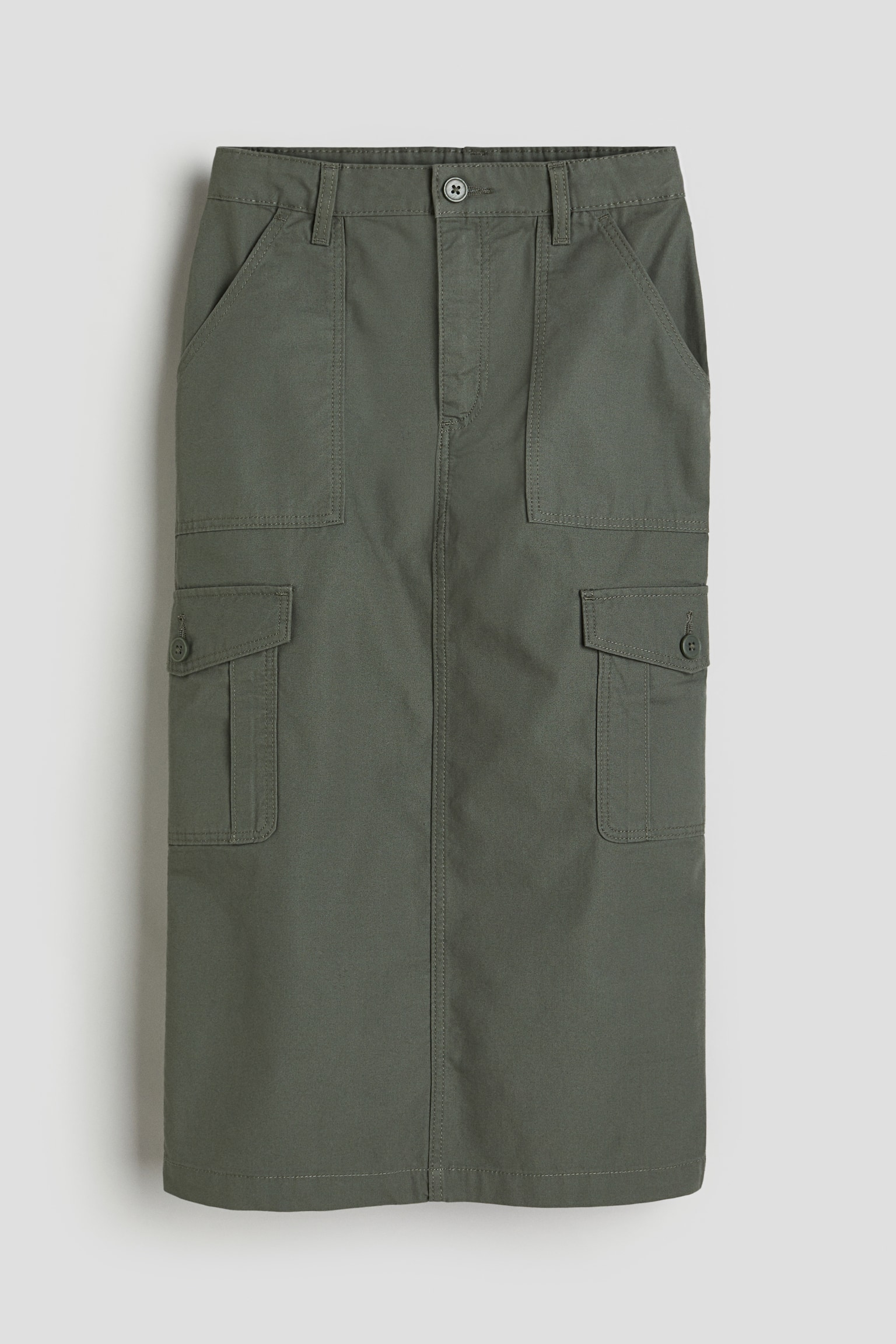 Cotton Cargo Skirt - Dark khaki green/Beige - 1