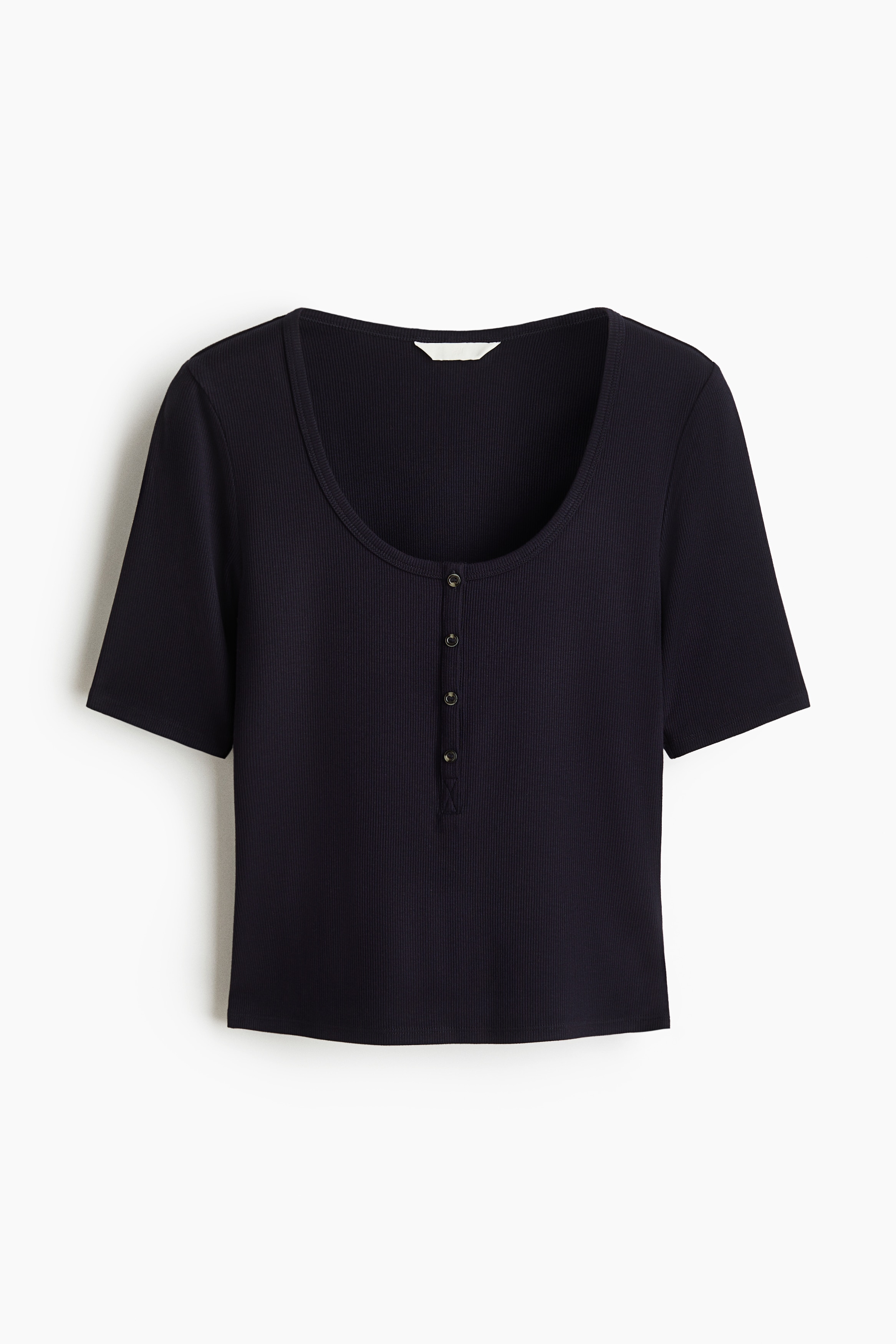 Ribbed viscose top - Navy blue/Light dusty turquoise/Cream