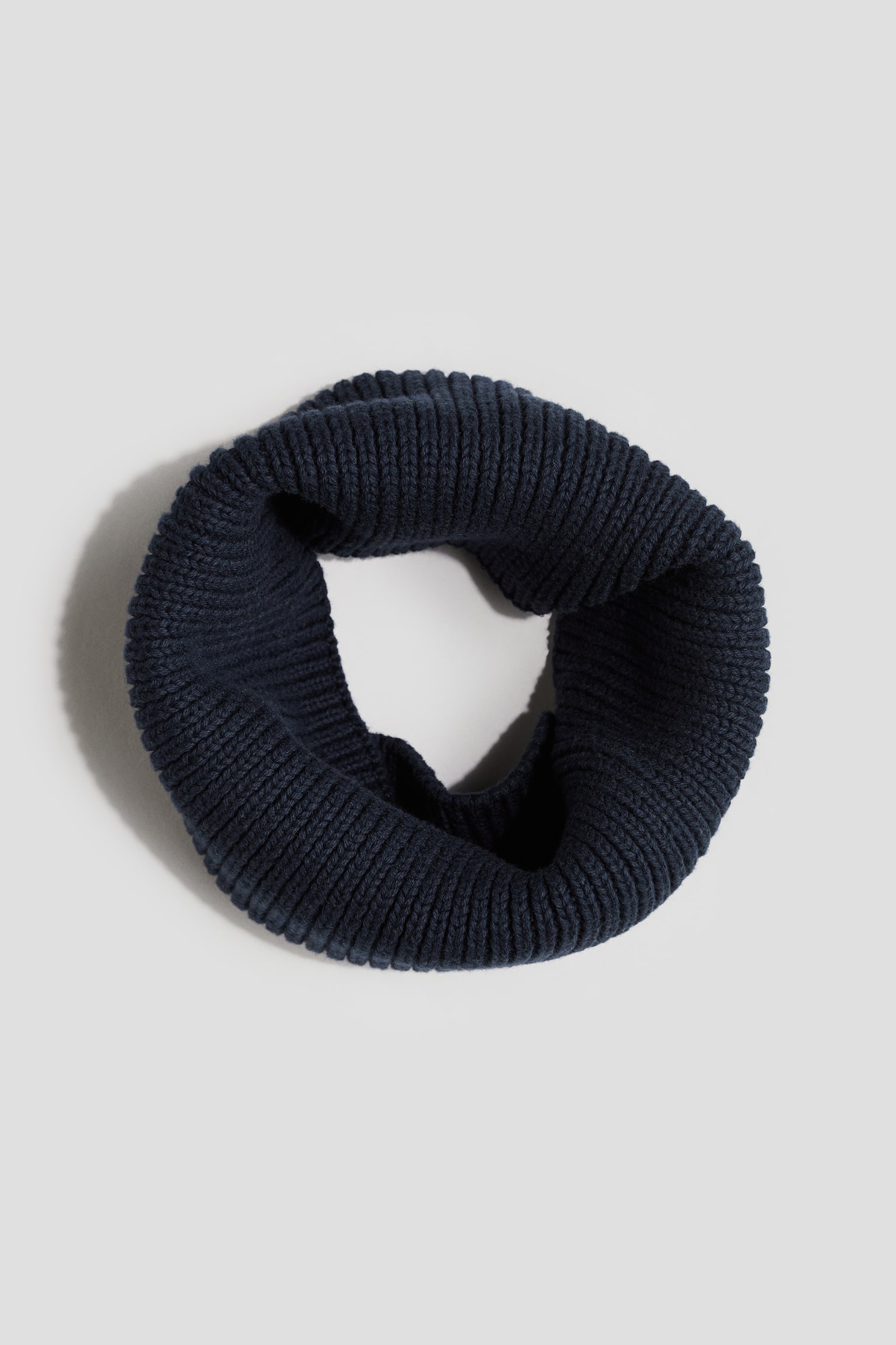 Rib-knit tube scarf - Navy blue/Beige/Pink - 1