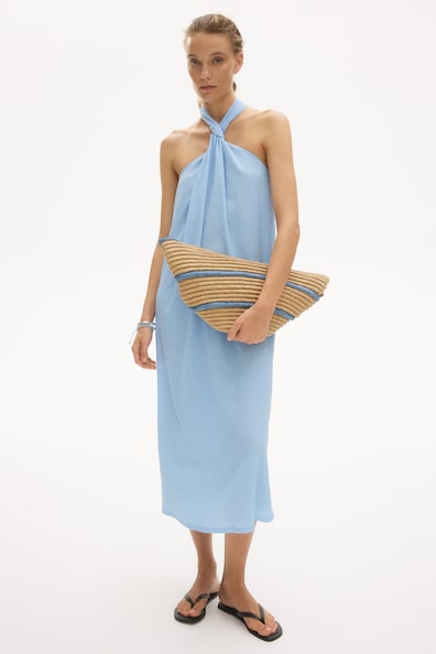 Twist-detail halterneck dress