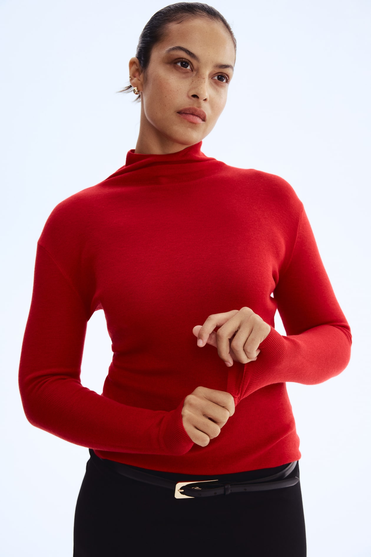 Fine-Knit Mock Turtleneck Top - image 3