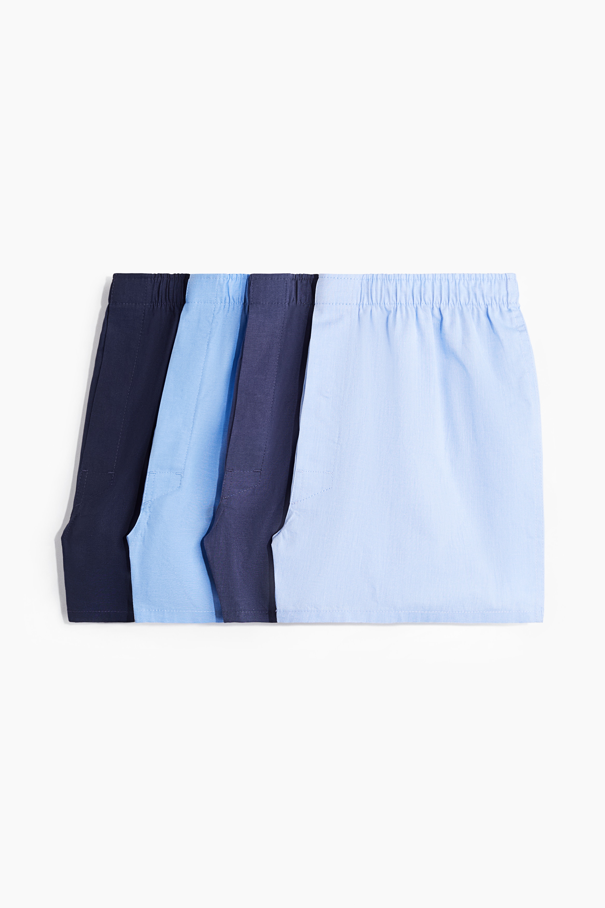 4-pack Bóxers shorts en tela tejida - Azul claro/Azul oscuro/Azul oscuro/Cuadros/Negro/Cuadros blancos/Blanco/Beige/Verde caqui/Azul/Cuadros/Rosa/Cuadros/Morado/Rayado/Azul/Cuadros/Verde caqui/Cuadros/Turquesa oscuro/Cuadros/Azul marino/Franjas/Gris oscuro/Cuadros/Negro/Gris
