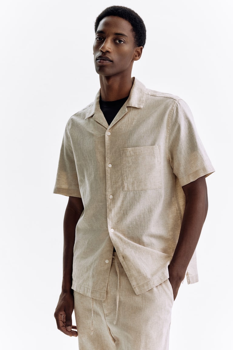 men's beige dress shirt Lucca Button-Down — Item Type BOXY FIT TEXTURED SHIRT -