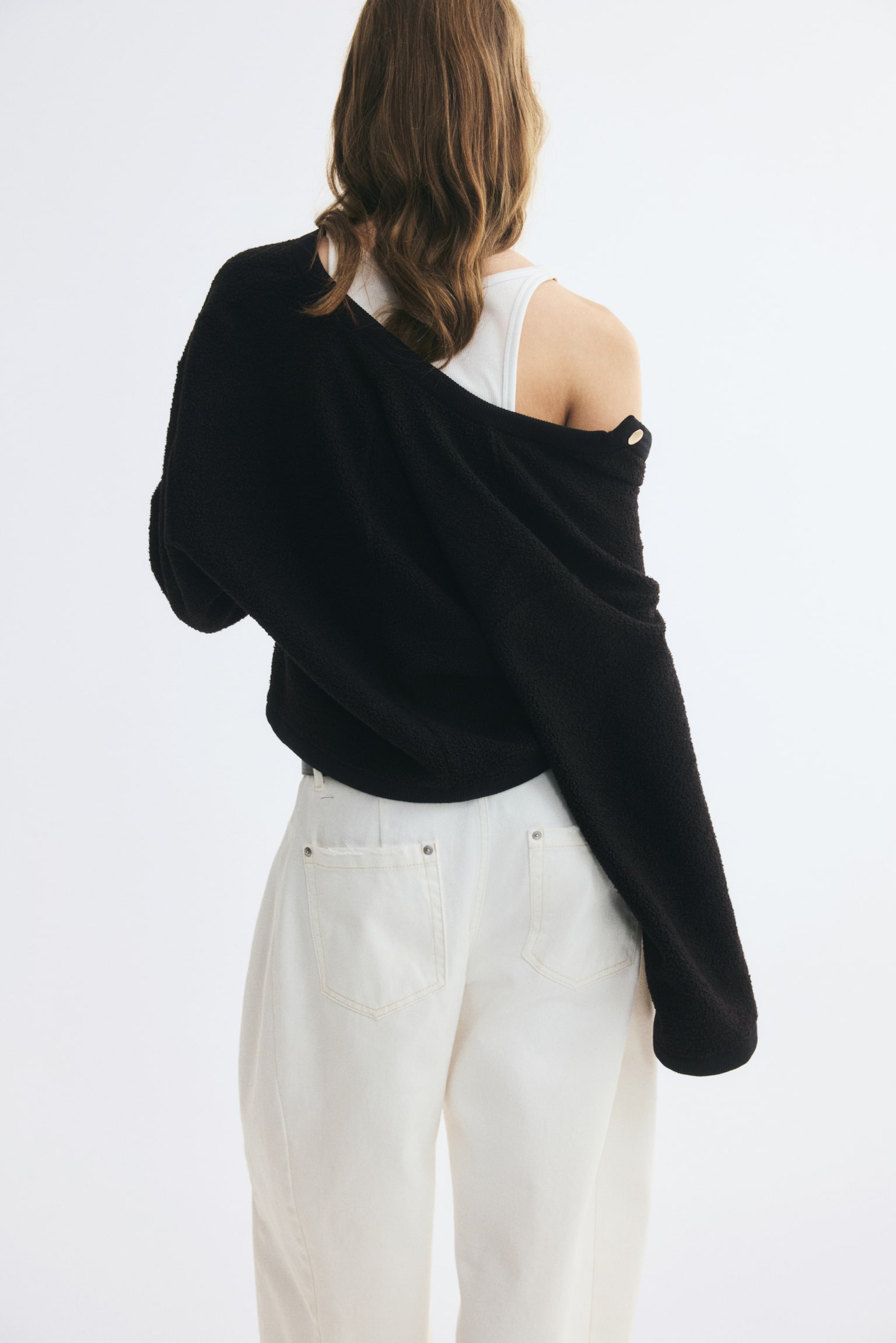 Женская куртка H&M Teddy Fleece, цвет: Чёрный — фото 4