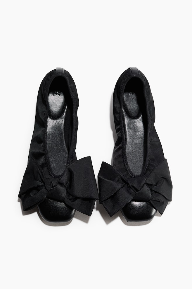 Bow-detail ballet flats - Black/Light beige/Black - 1