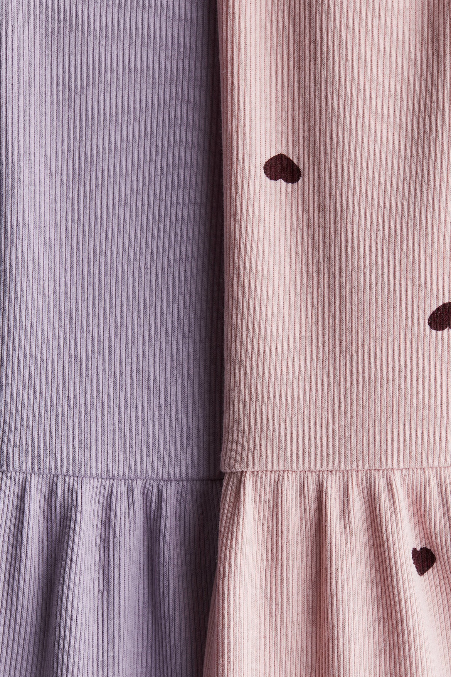 2-pack ribbed cotton dresses - Light pink/Light purple/Red/Striped/Dusty blue/Dark pink - 2