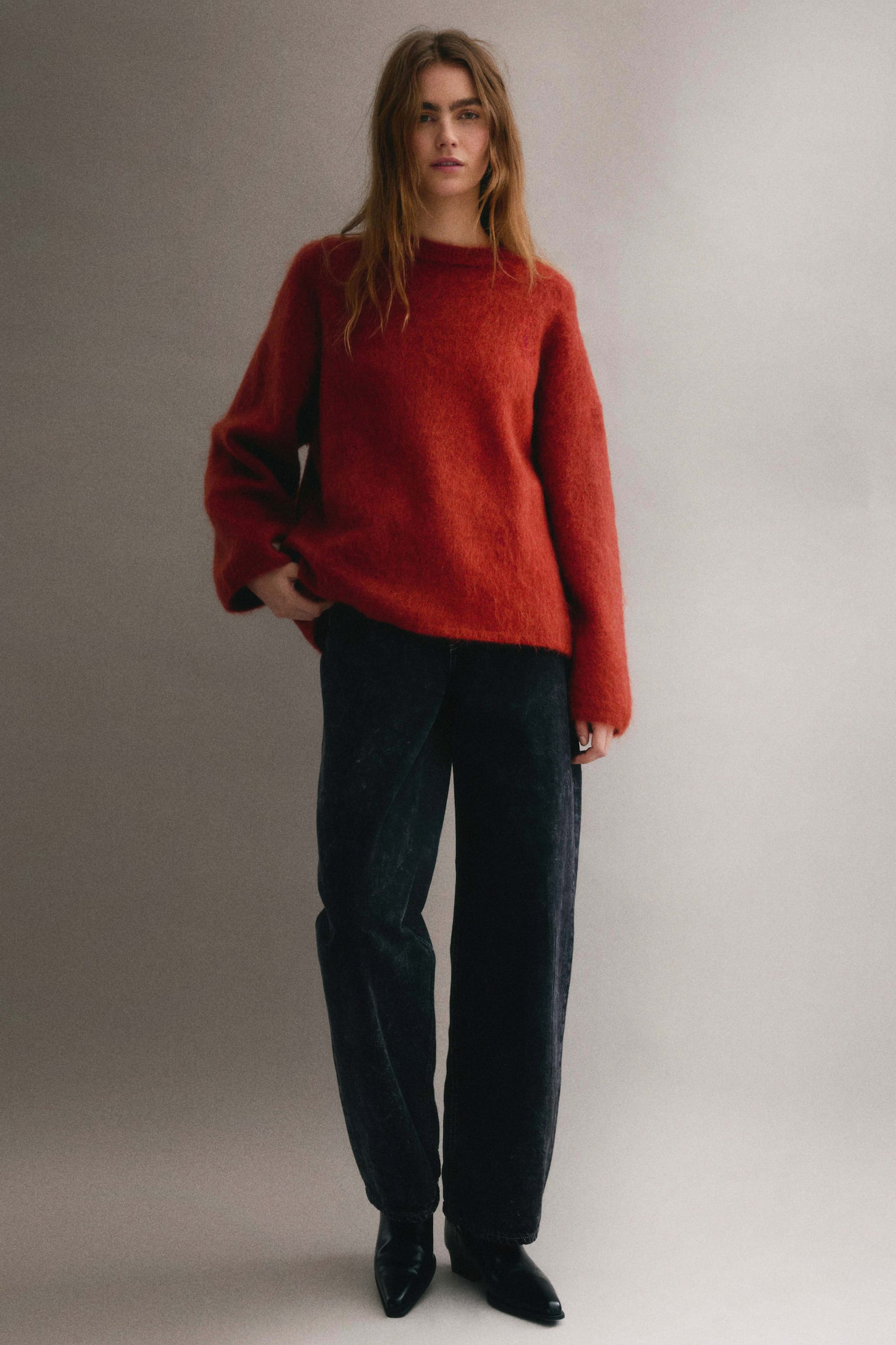 Oversized mohair-blend jumper - Burnt orange/Bright orange/Green/Dark beige/Mustard yellow/Black/Dark grey/Light grey/Dark brown - 3