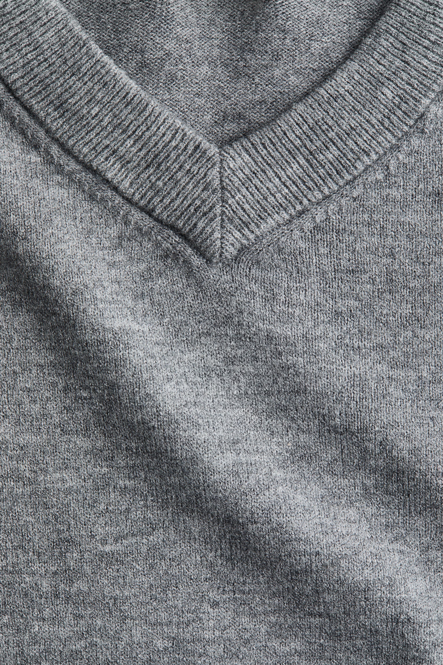 Svetr s výstřihem do V - Grey marl/Tmavě béžová - 5