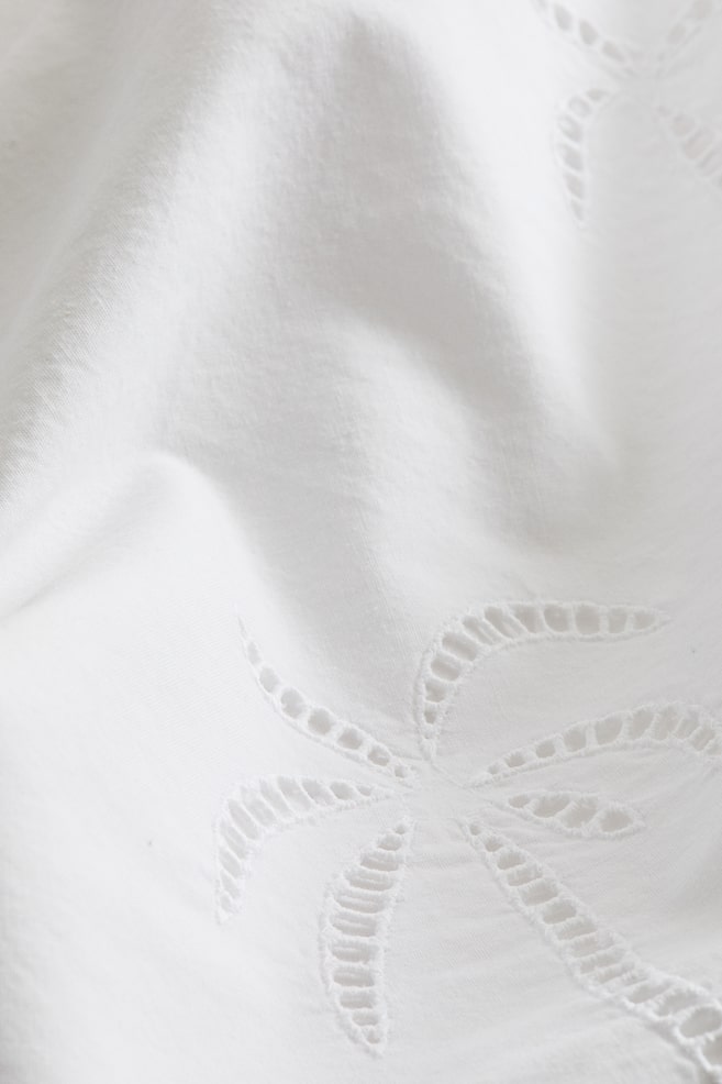 Pillowcase with Eyelet Embroidery-White - 3