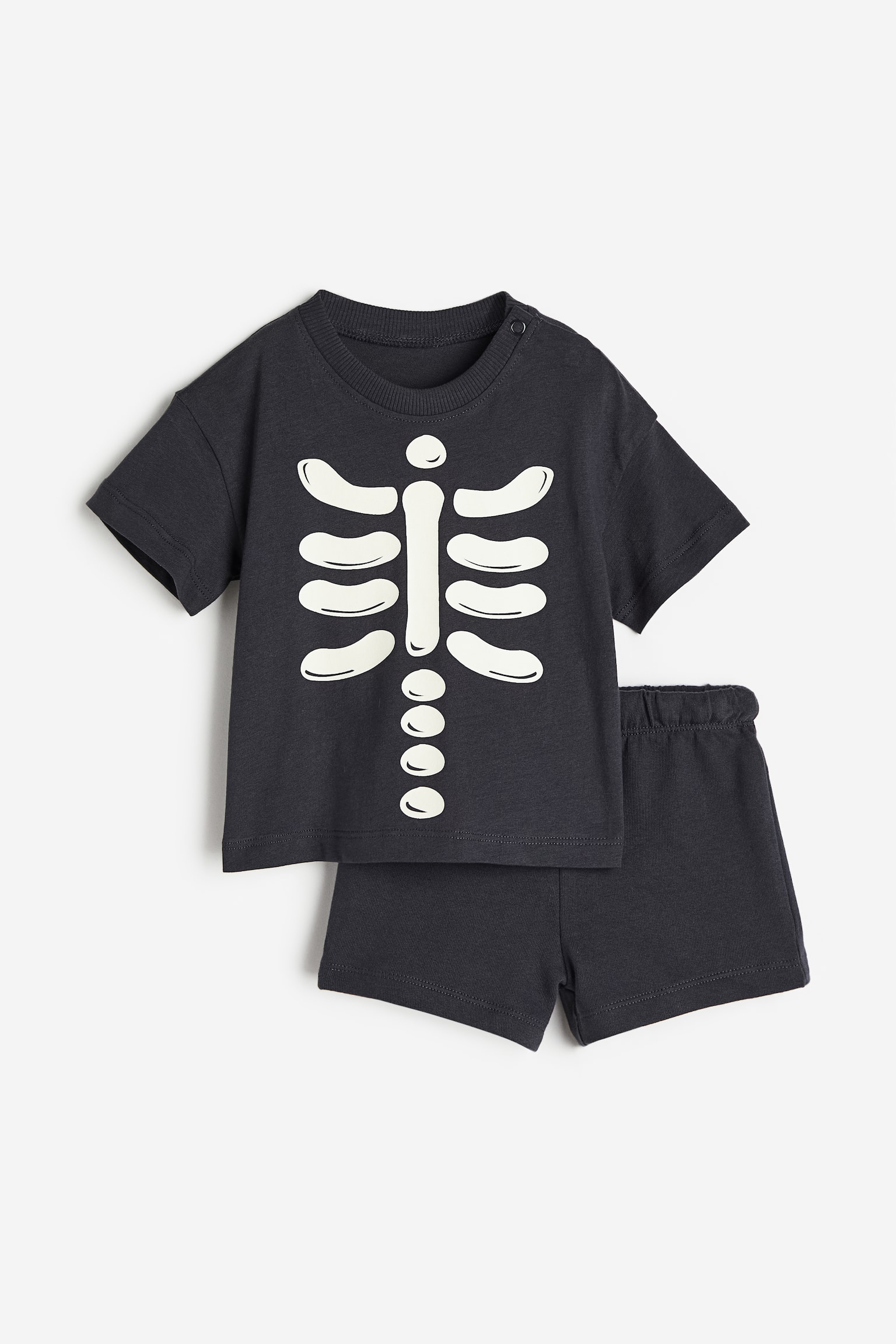 2-piece Cotton Set - Dark grey/Skeleton - 1