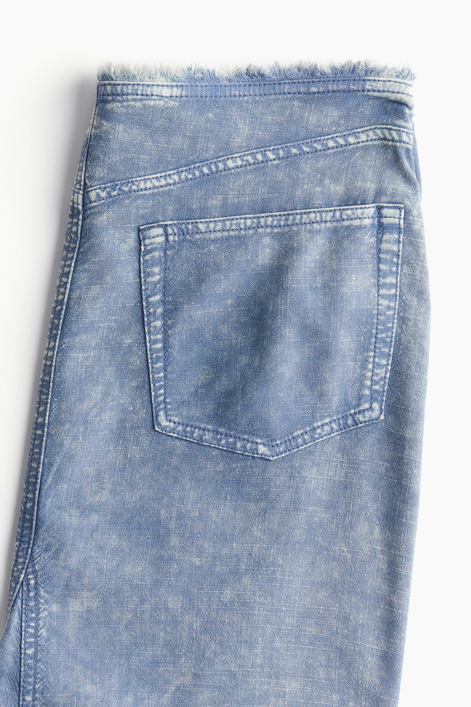 Frayed Edge Flared Skirt - Light blue - 5