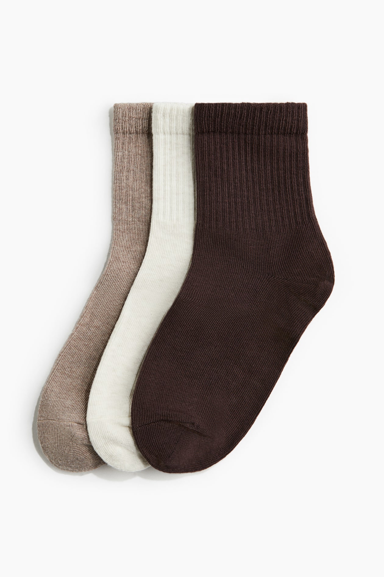 Ladies - Dark Beige/Dark Brown/White 3-pack Socks - Size: 5-7 - H&M Ladies - Dark Beige/Dark Brown/White 3-pack Socks - Size: 5-7 - H&M