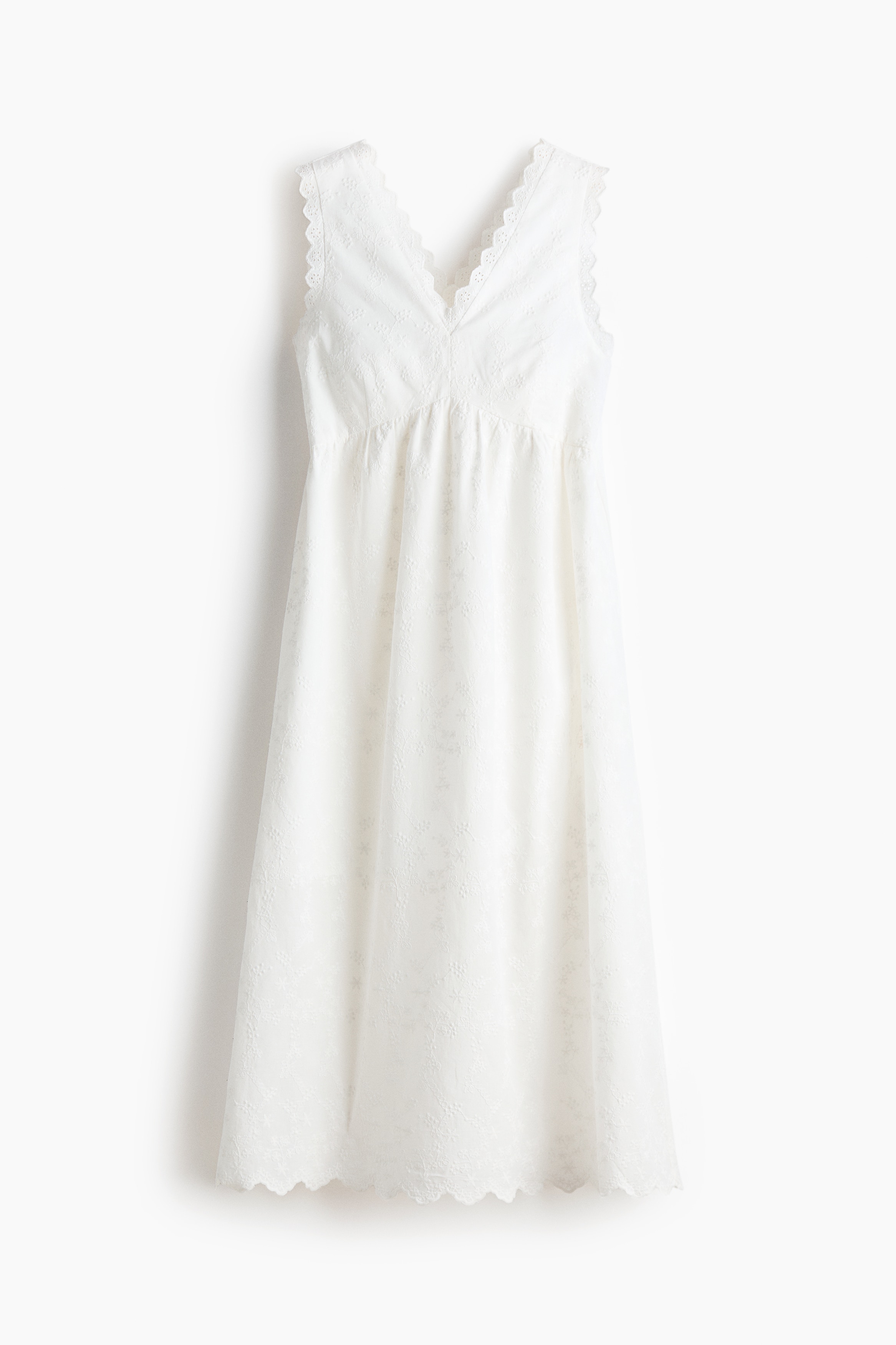 Lace Trim Denim Dress - White/Dark denim blue
