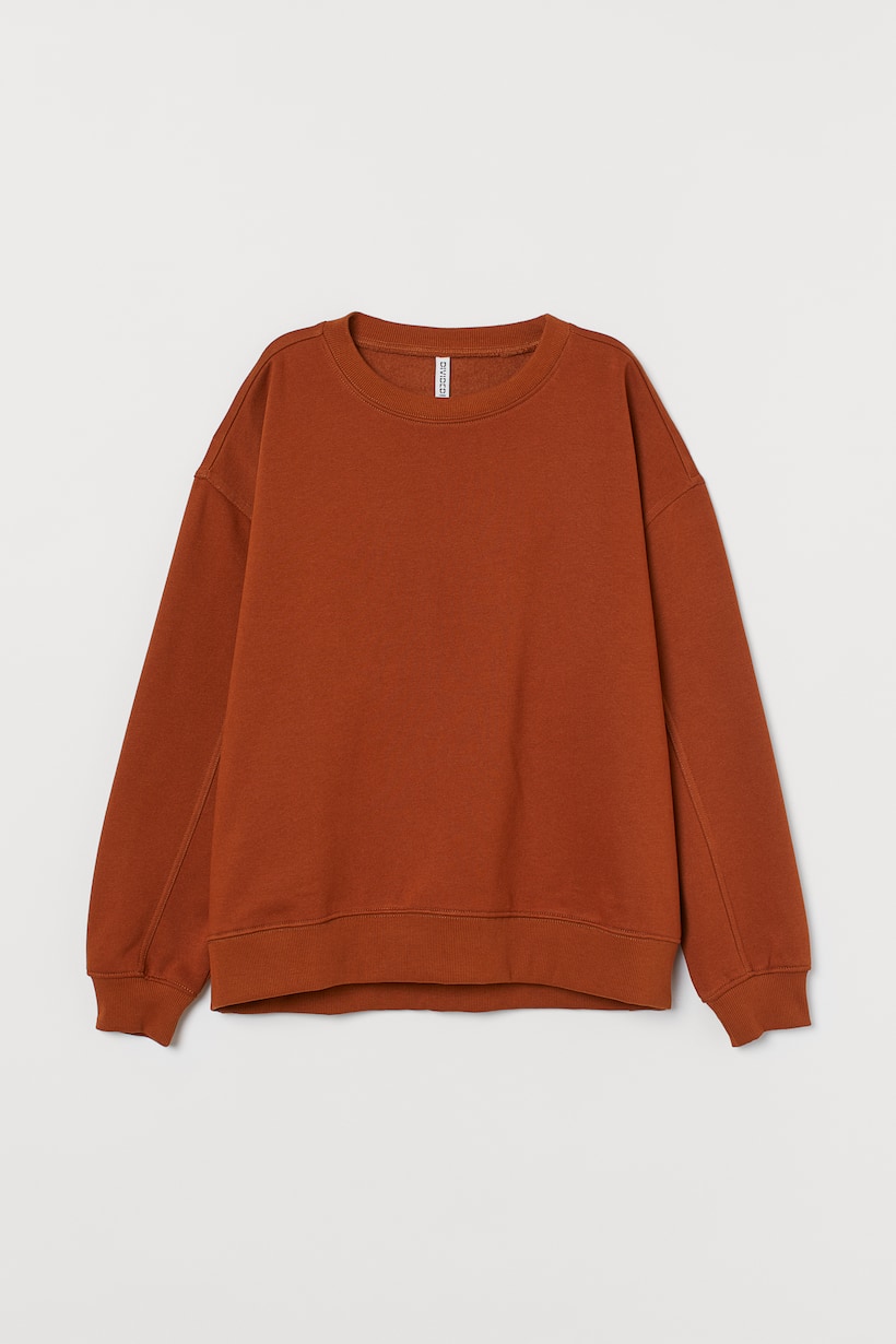 Sweatshirt - Crew-neck - Long sleeve - Rust brown - Ladies | H&M US