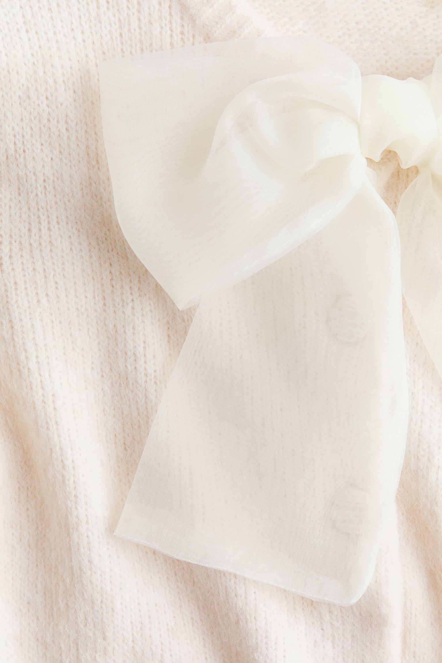 Kötött kardigán masnival - Krémszínű/Fekete/Világos rózsaszín - 5