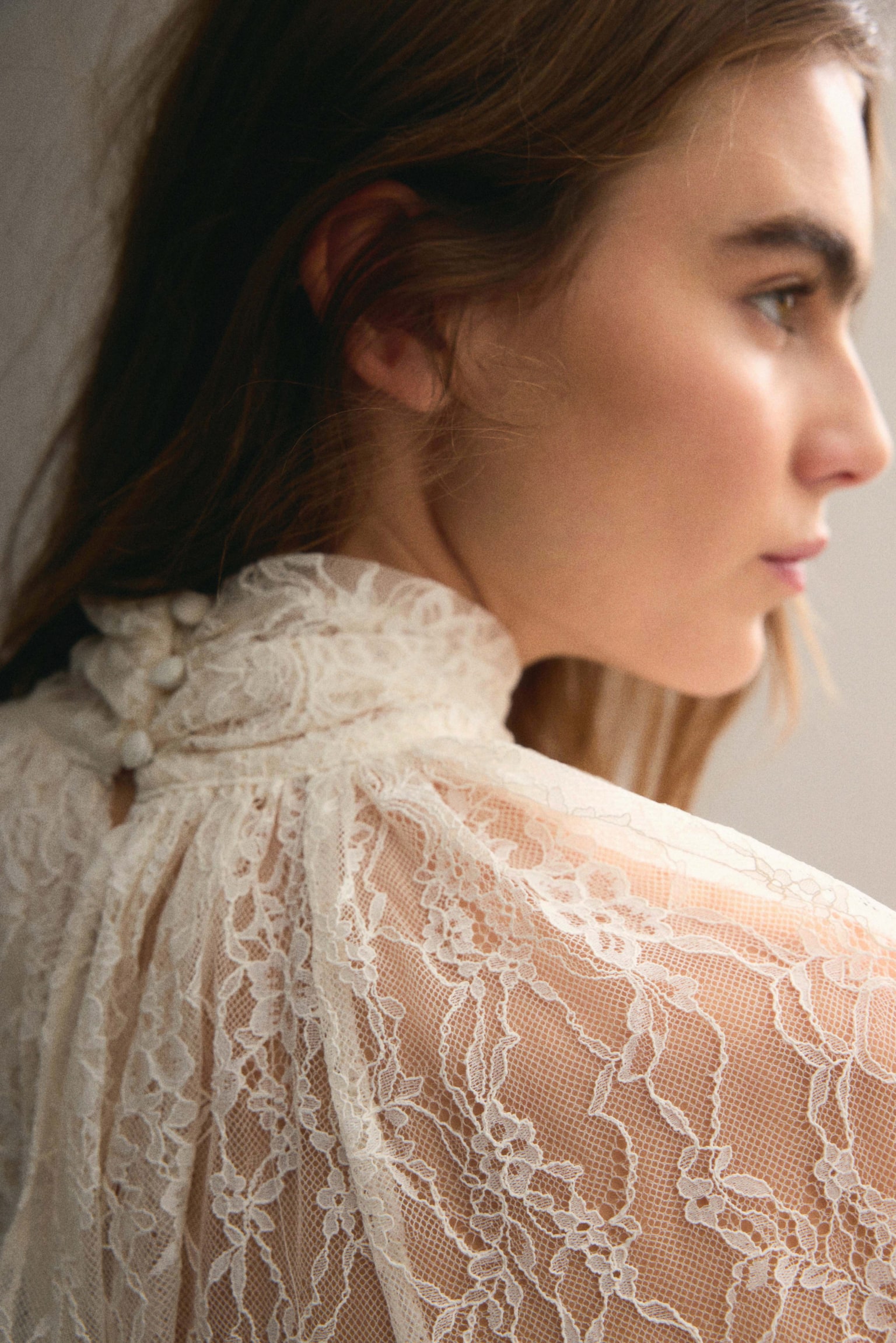 Oversized lace blouse - Cream - 7