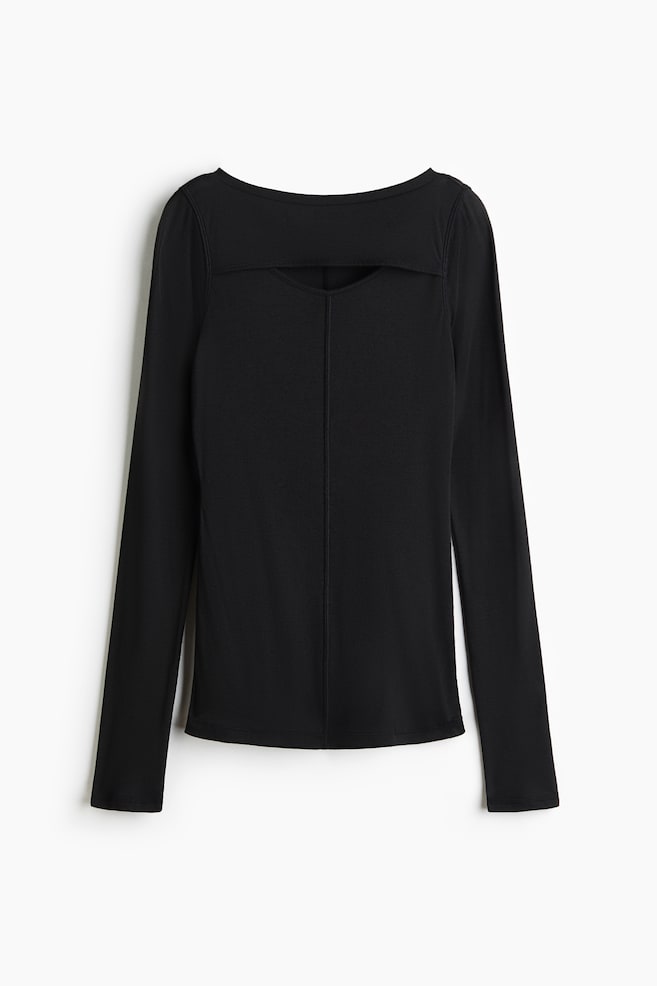 Cut-out pima cotton top - Black/Ivory - 1