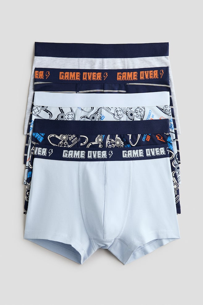 Lot de 5 boxers - Bleu clair/Game over/Vert kaki/gris foncé/Noir/Casual/Noir/gris chiné/Noir/carreaux/Bleu foncé/rayé - 1