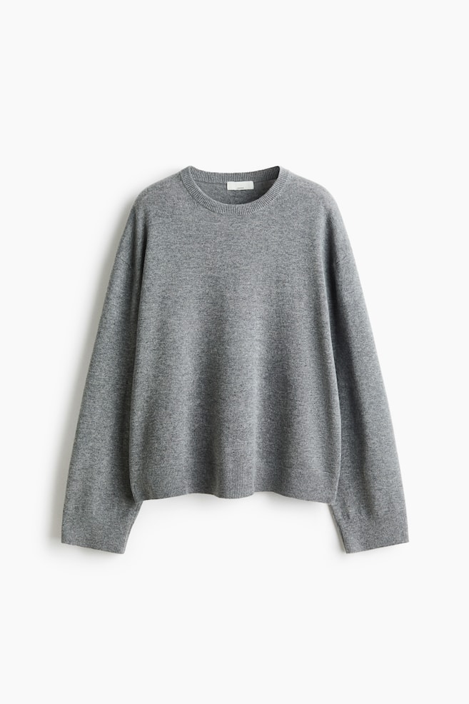 Fine-Knit Cashmere Sweater - Gray melange/Dark gray/Black - 1