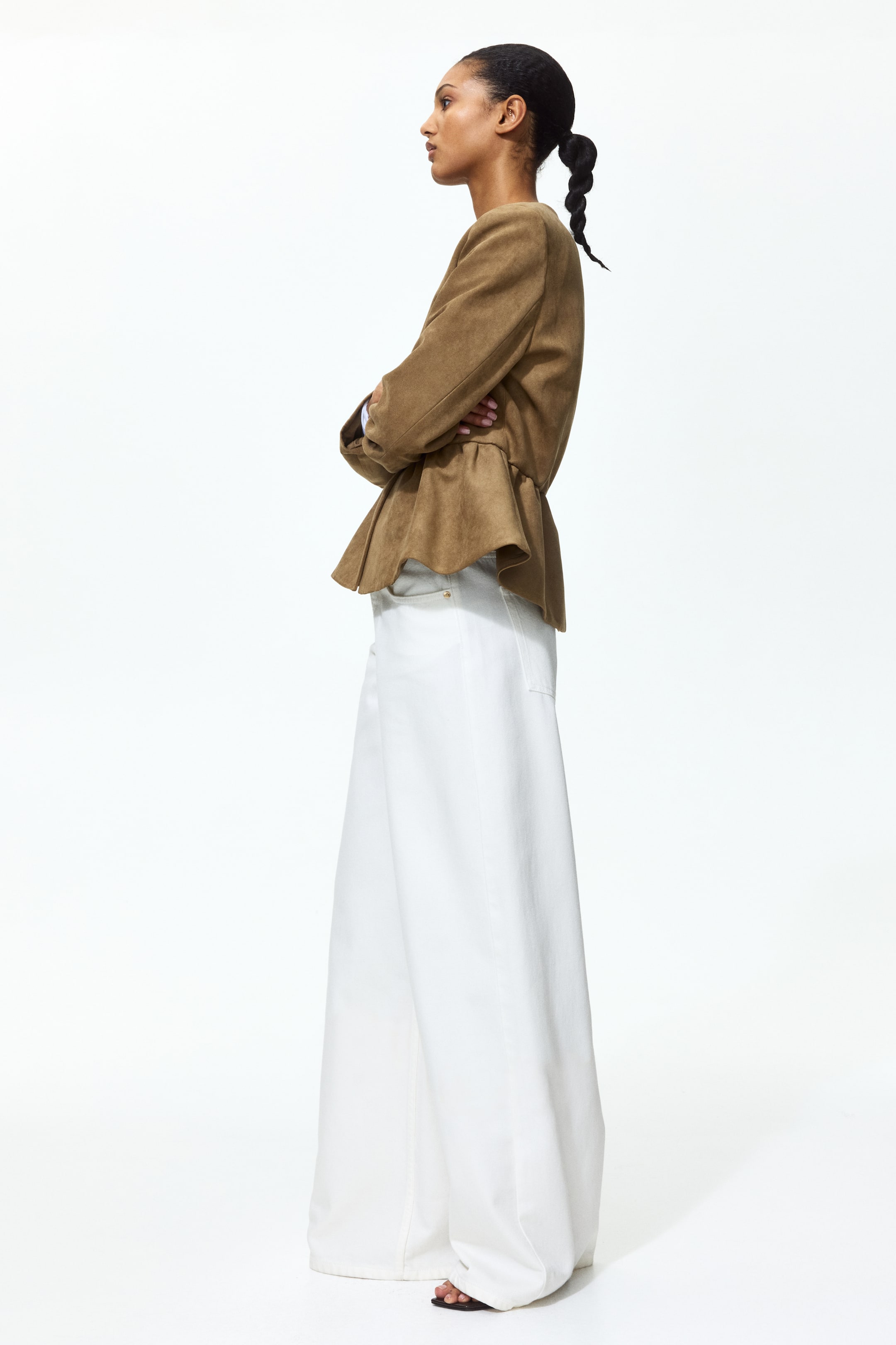Женские куртки H&M Collarless Peplum Jacket — фото 4