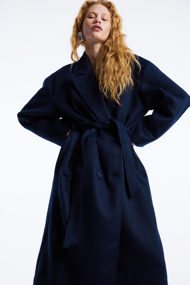 Manteau à fermeture croisée - Bleu foncé/Dark grey/Herringbone-patterned/Noir/Crème - 4