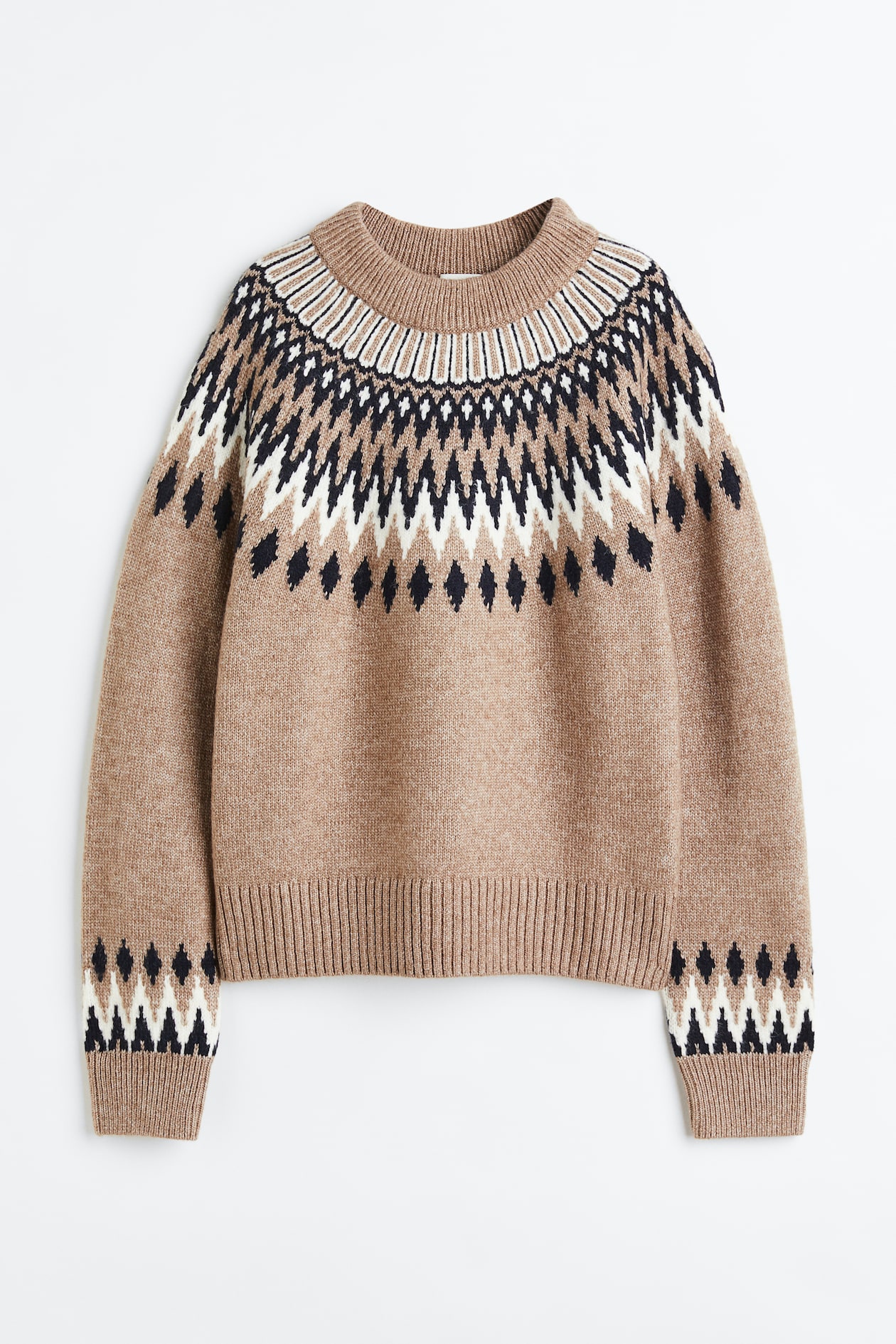 Jacquard Pullover Beige Gemustert Ladies H M AT jacquard-pullover-beige-gemustert-ladies-h-m-at