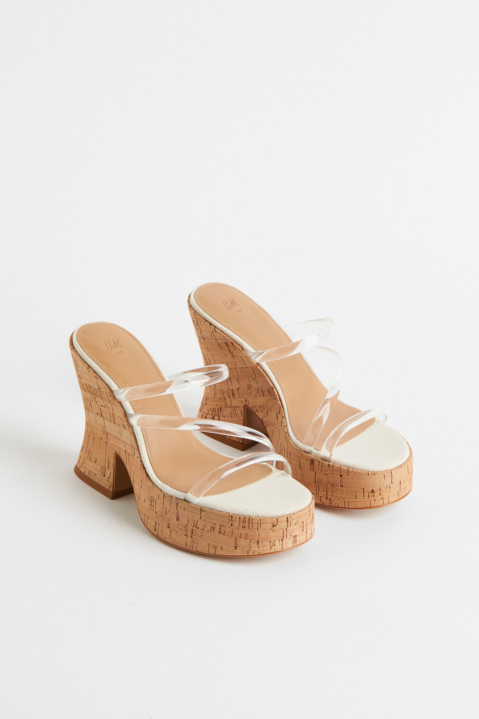 Wedge Heel Sandals - Transparent/Beige - 3