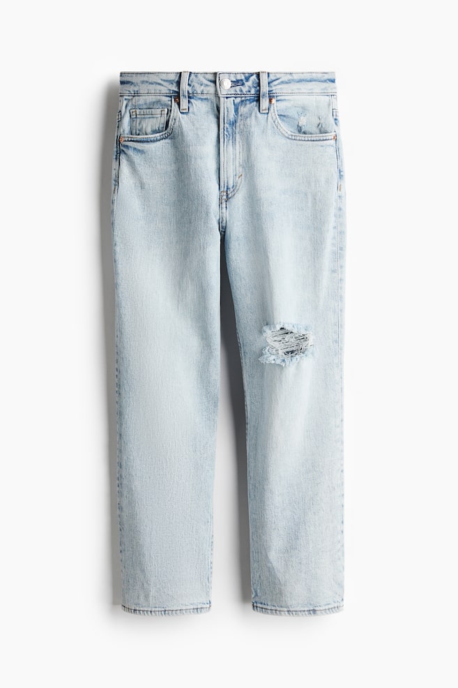 Slim Straight High Ankle Jeans - Blu denim chiaro/Nero - 1