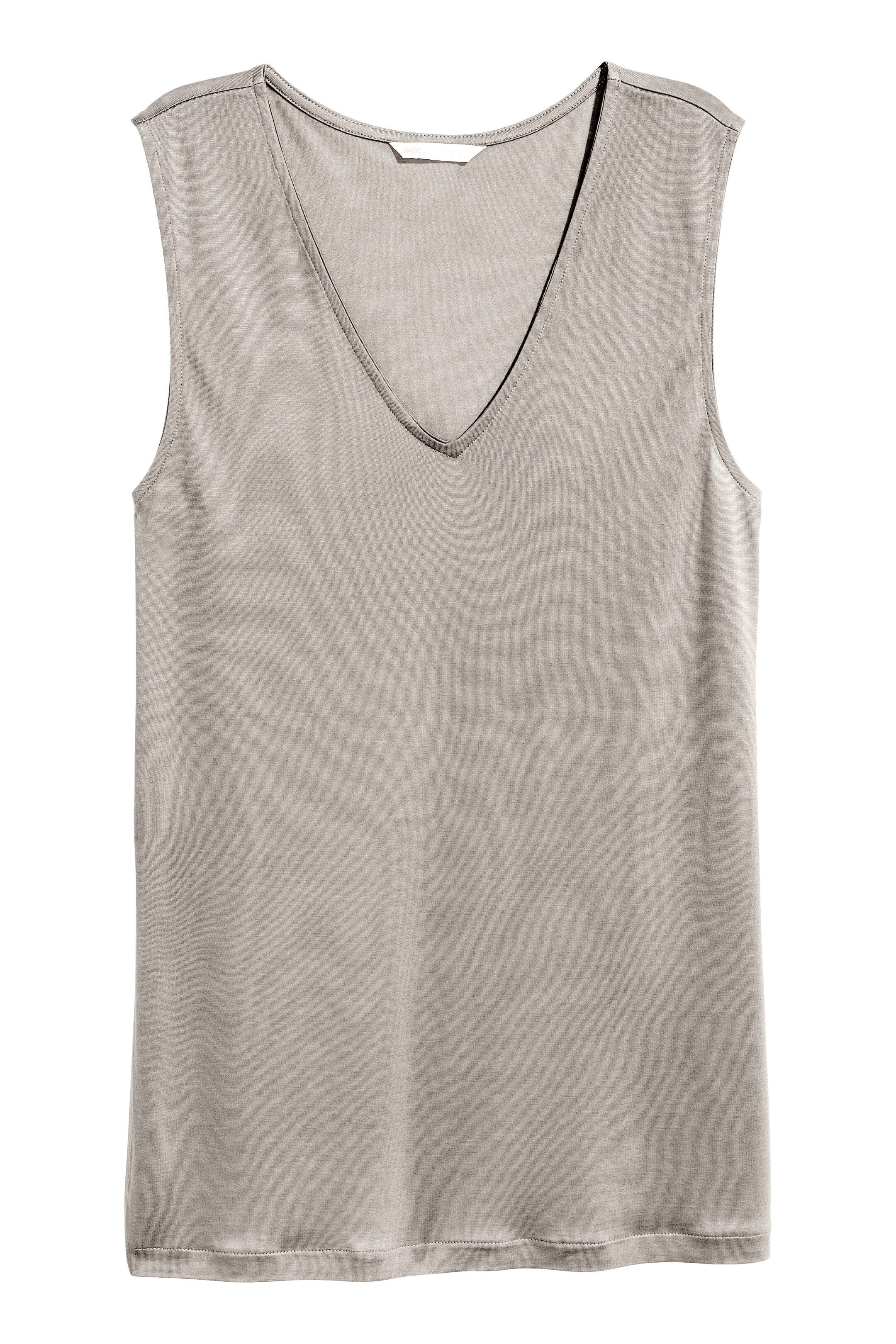 Grotere afbeelding bekijken: Singlet van lyocell - Taupe - DAMES | H&M NL 1