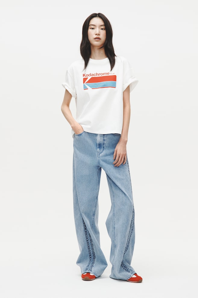 Straight Regular Waist Jeans - Màu xanh denim nhạt/Kodak - 2