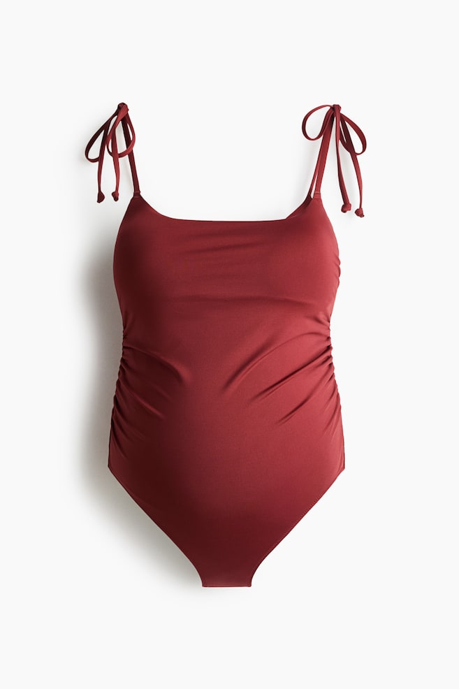 MAMA Padded-cup tie-strap swimsuit - Dark red/Black/Polka dot - 1