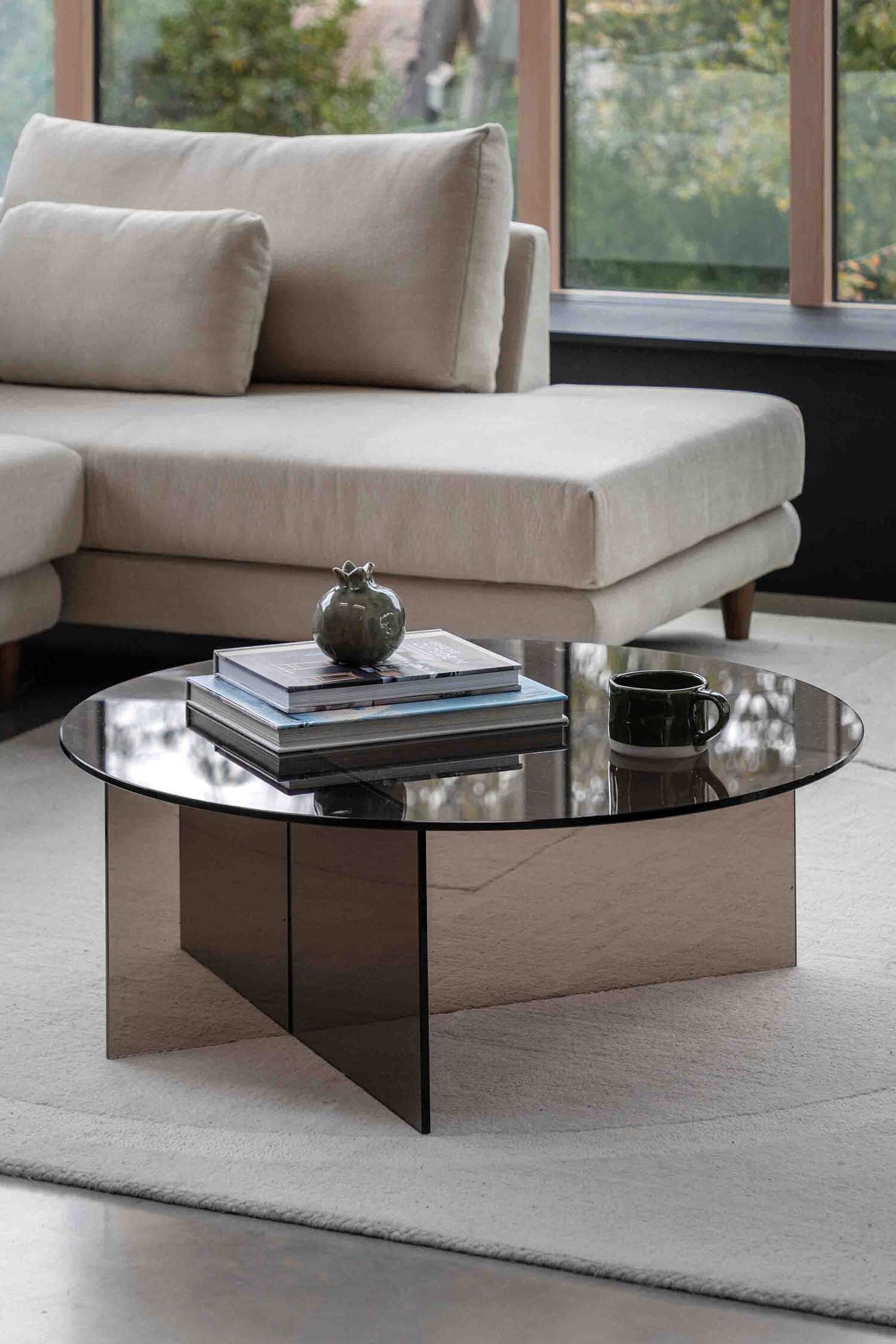 Glass Coffee Table - Grey/Brown