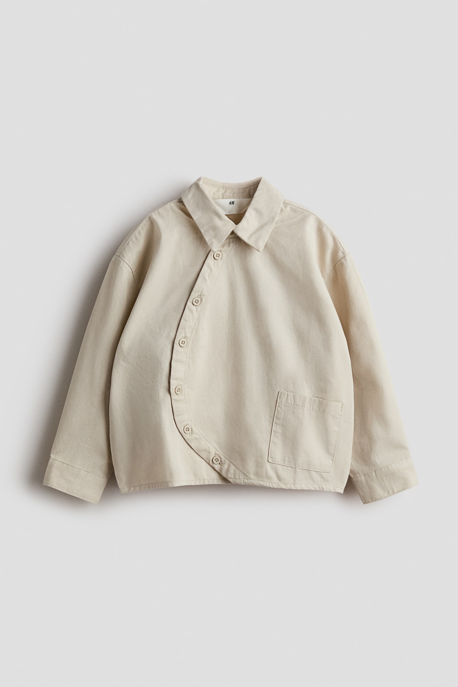 オーバーサイズ ツイルシャツ - ライトベージュ/ダスティパープル - 2