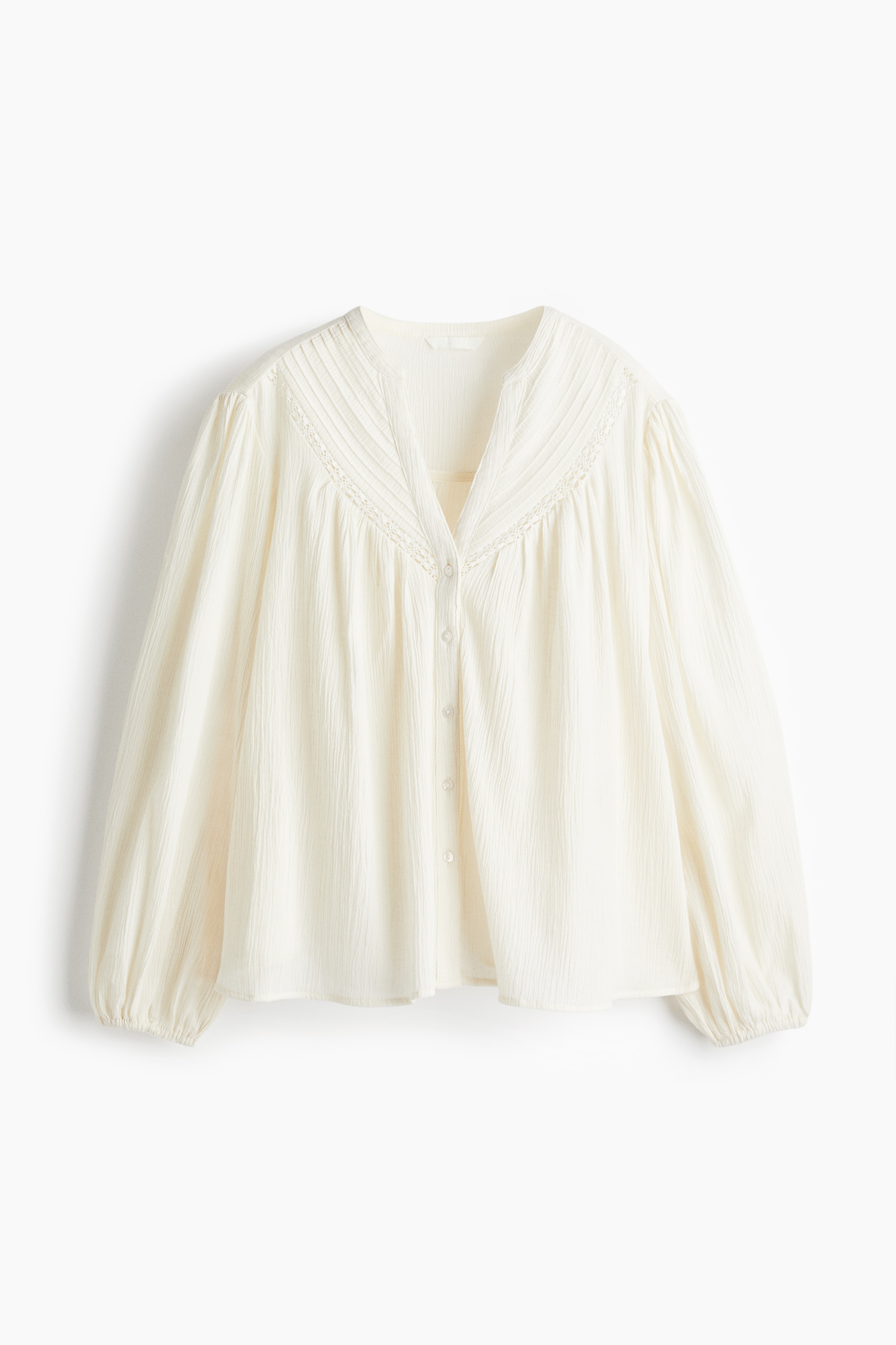 Crinkled linen-blend blouse - Cream