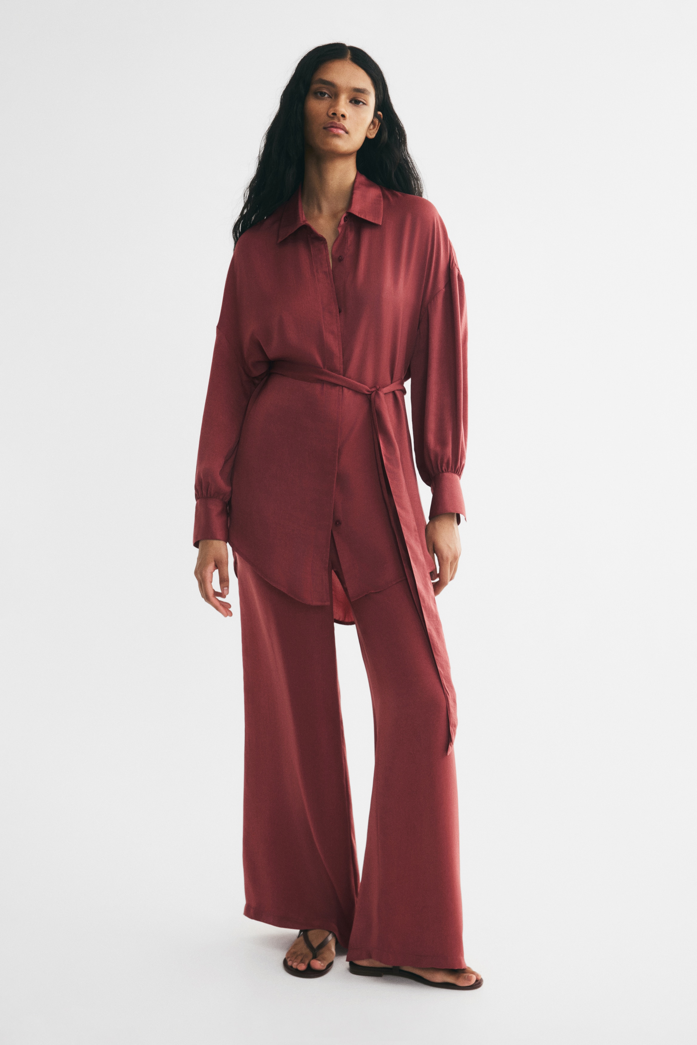 Pull-on trousers - Rust red/Dark khaki green