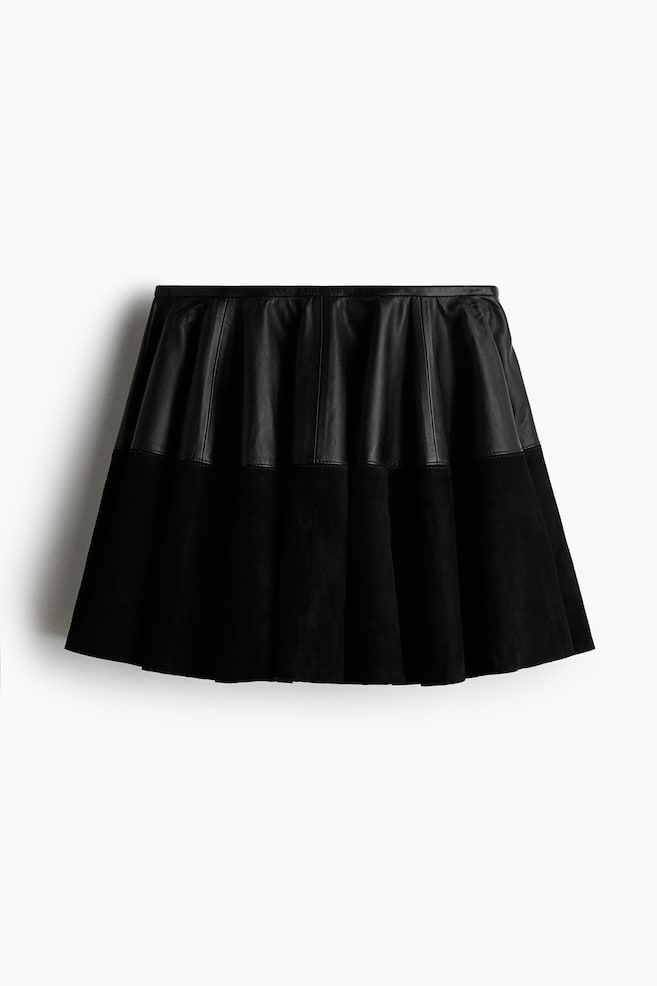 Leather Mini Circle Skirt - Black - 1