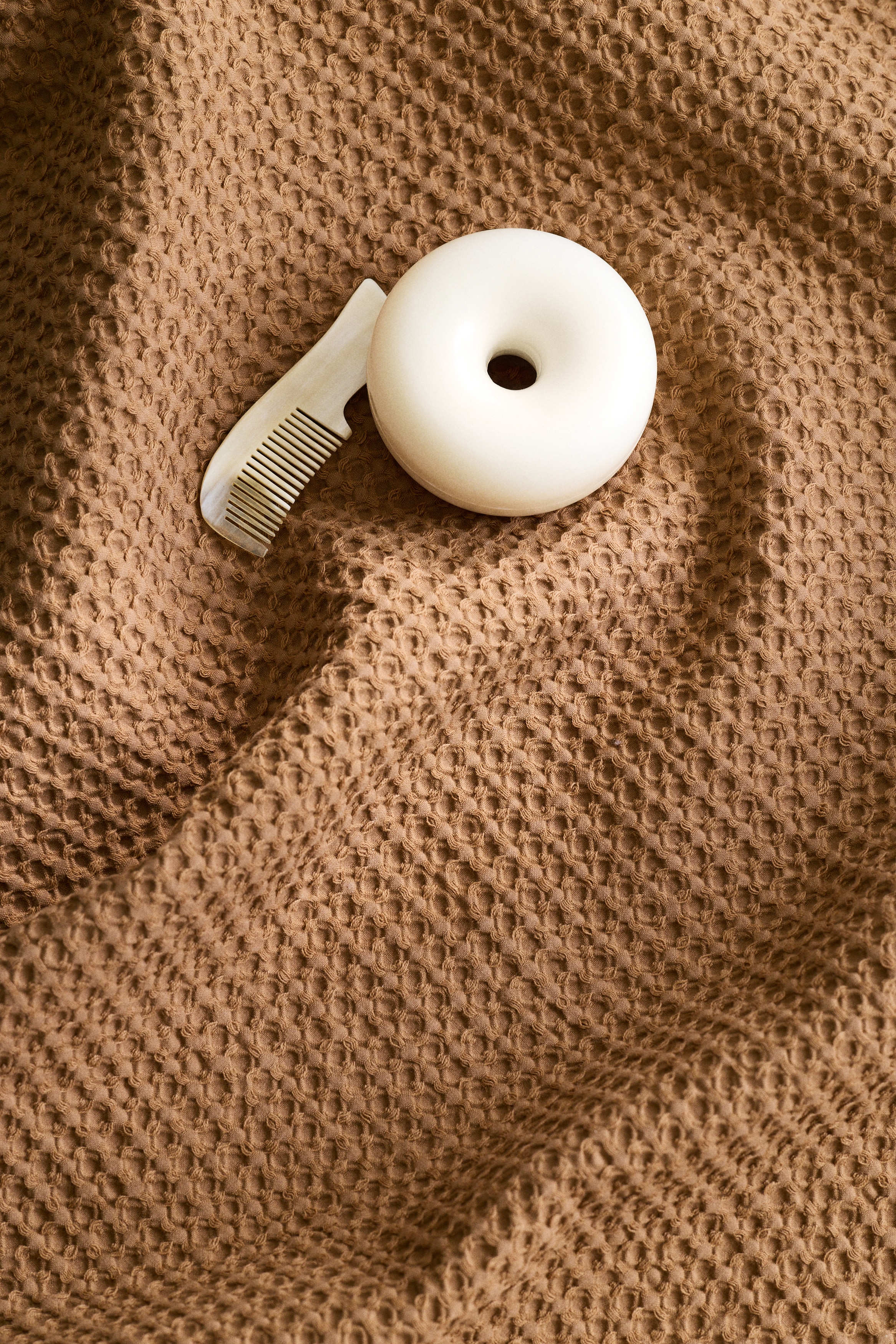 Serviette gaufrée - Beige foncé/Blanc/Rose poudré/Jaune clair