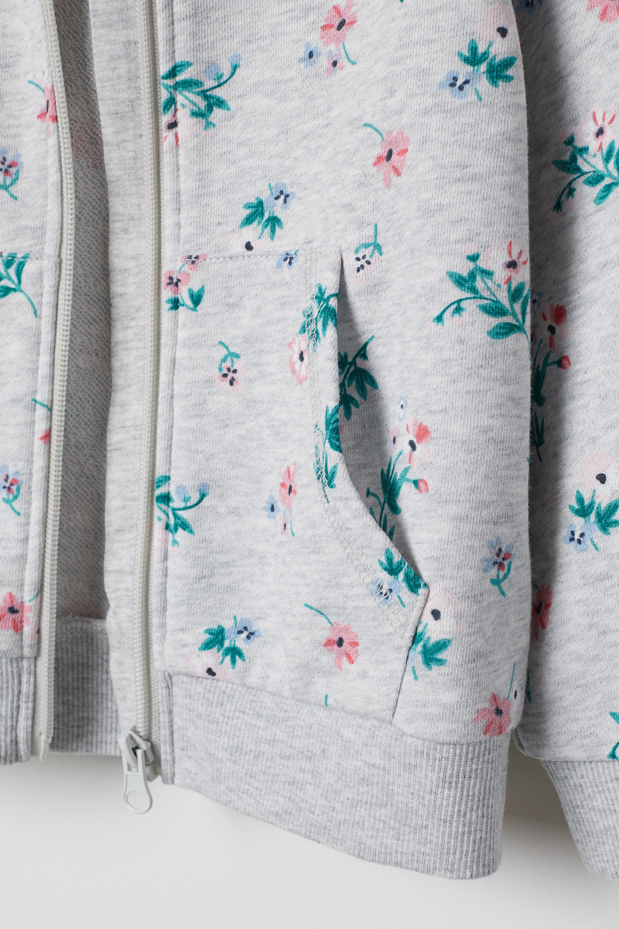 View larger image: Hooded jacket - Grey marl/Floral - Kids | H&M 2