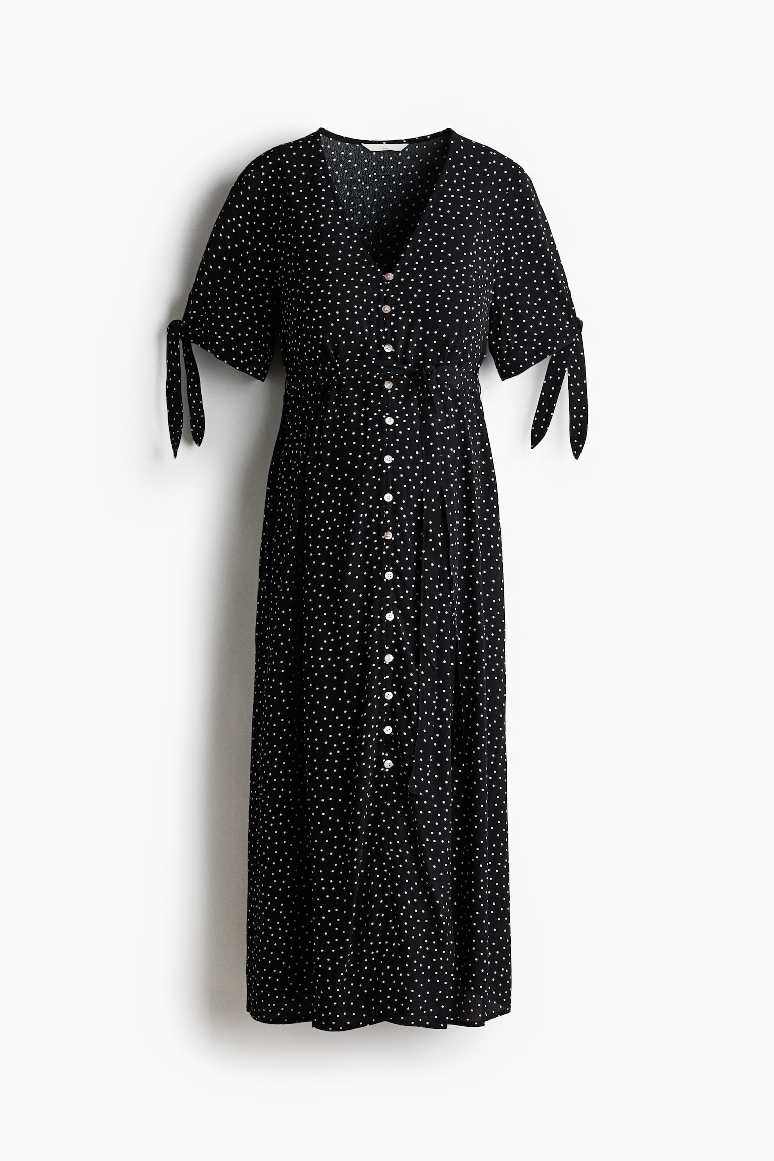 MAMA Tie-belt viscose dress - Black/Polka dot/Dark blue/Floral/Khaki green - 1