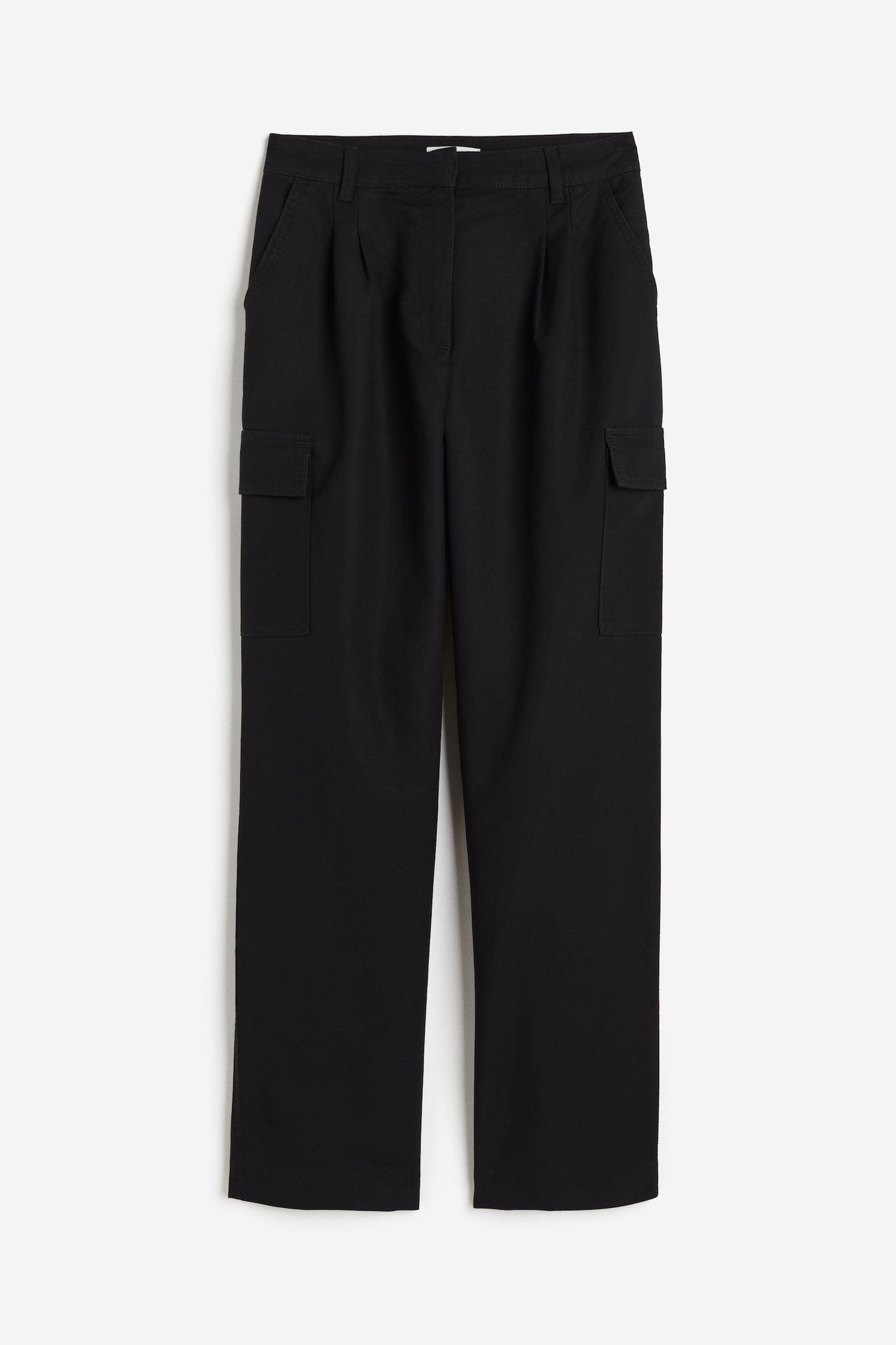 Cotton Cargo Pants - Black - 1