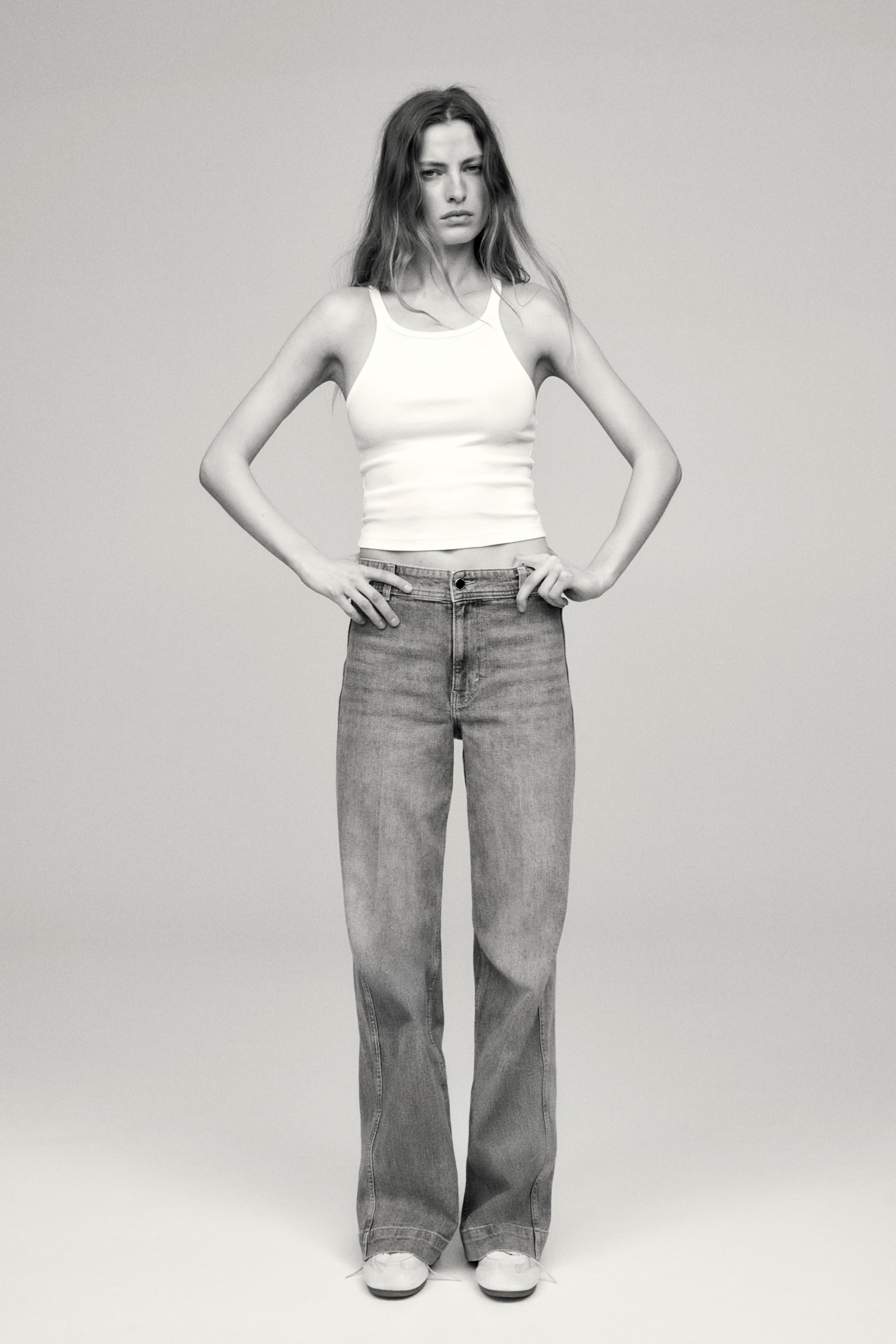 Wide High Jeans - Vaalea deniminsininen/Tumma deniminsininen/Vaaleanbeige/Tumma deniminsininen - 1