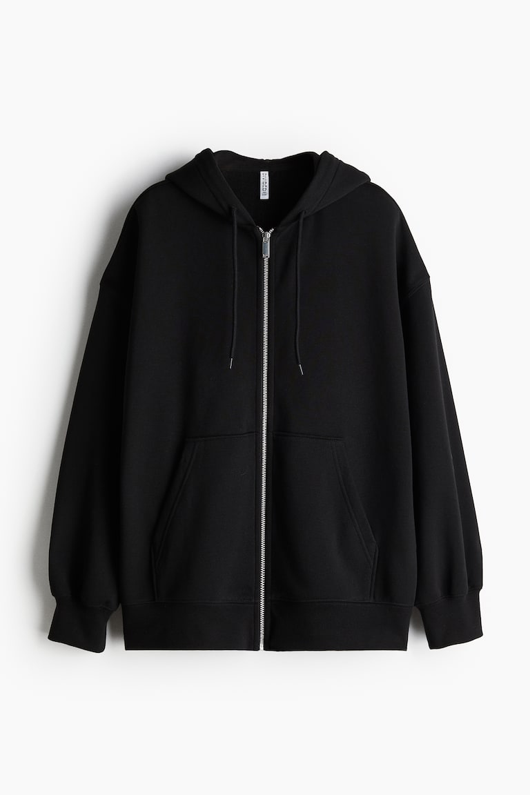 Oversized zip-through hoodie Black Ladies H&M IN