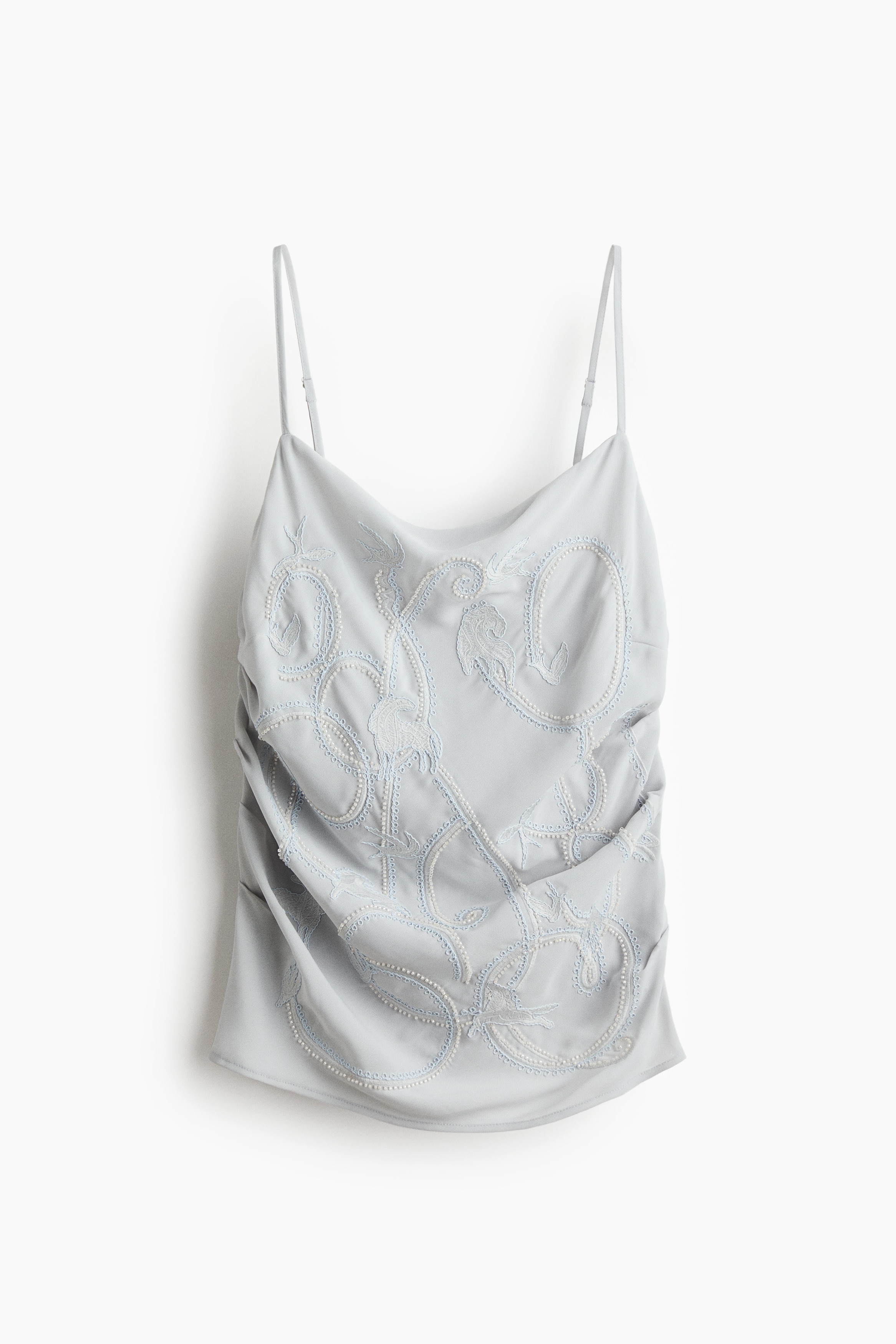 Bead Embroidered Cami - Light grey