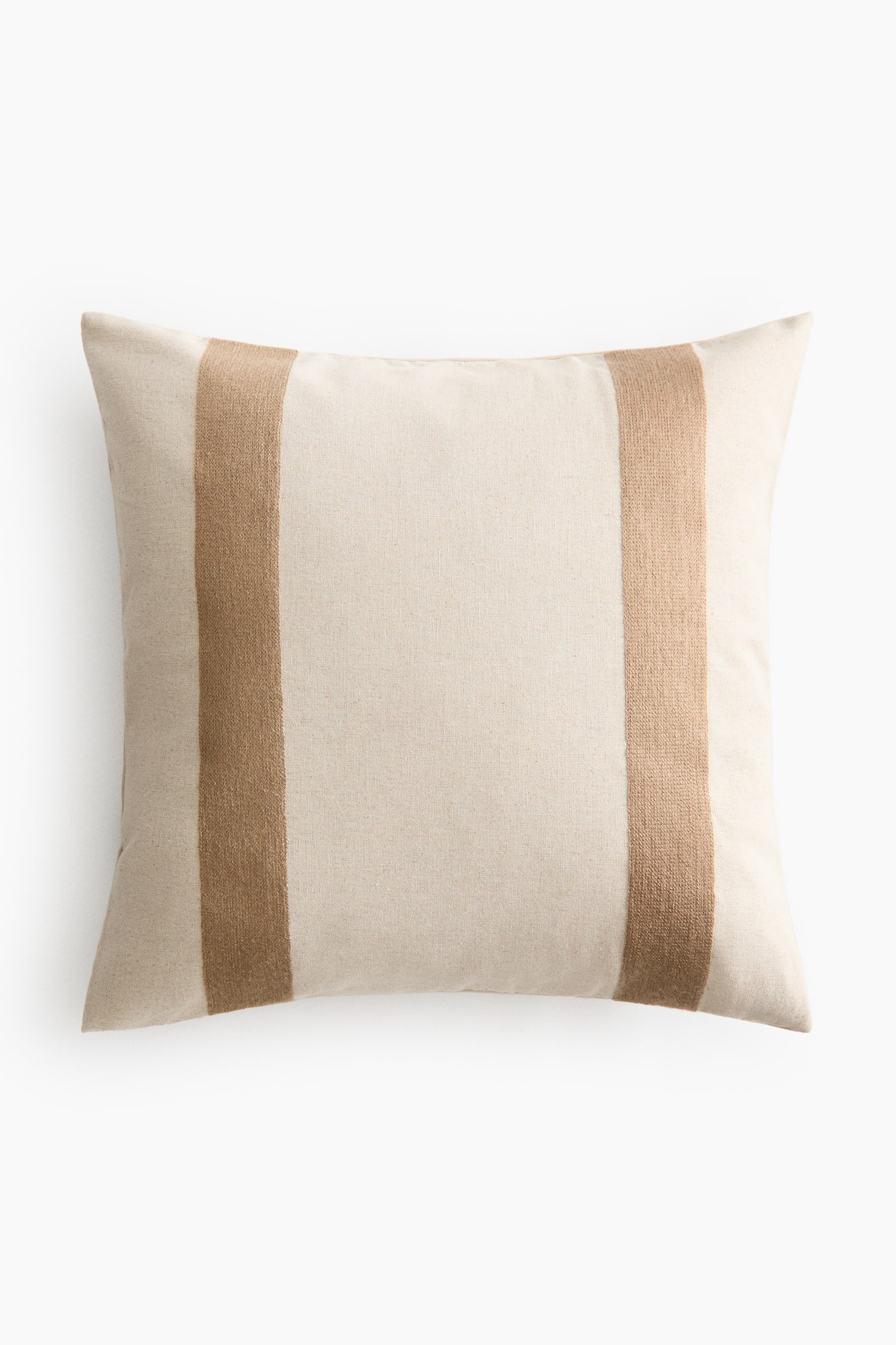 Linen-blend cushion cover - Light beige/Dark beige - 1