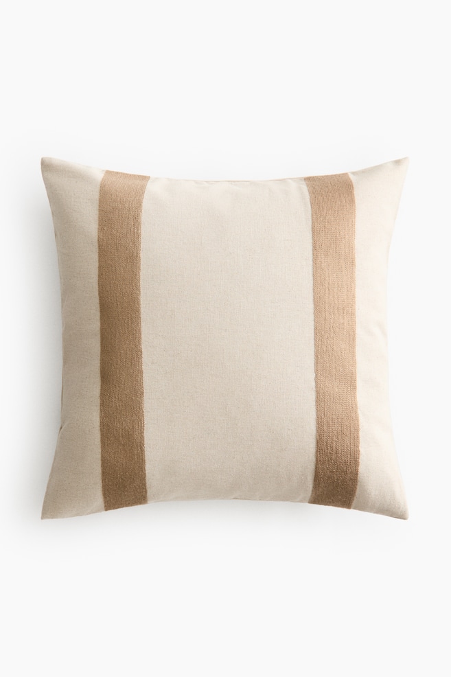 Linen-Blend Cushion Cover - Light beige/dark beige/Light beige/black - 1