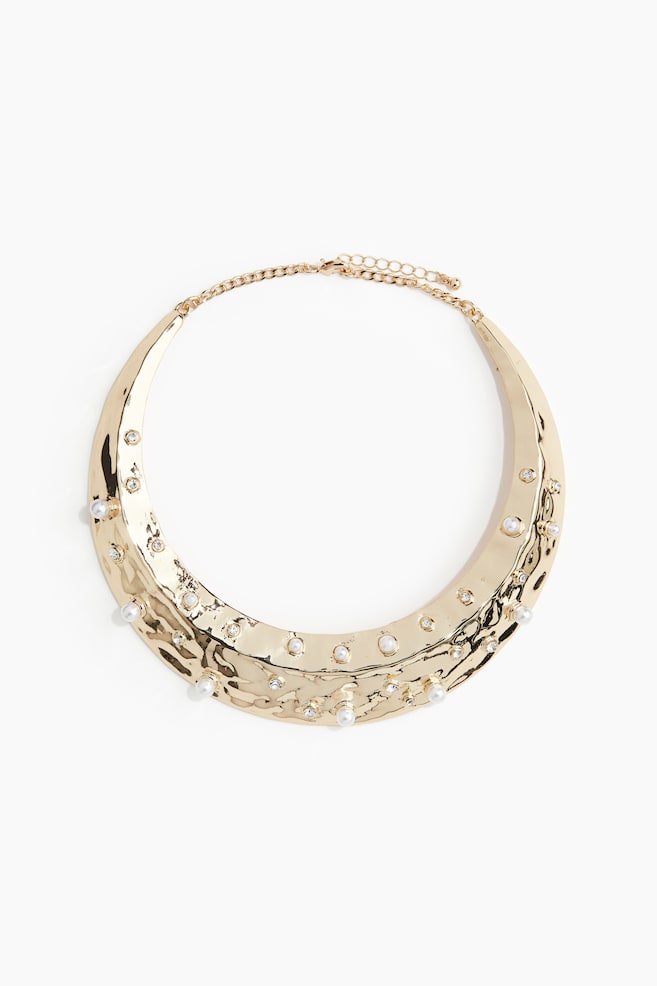 Collana rigida decorata con strass - Dorato - 1