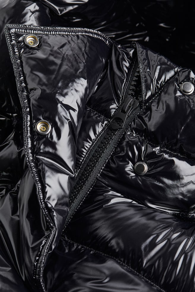 Hooded down jacket - Black/Cream - 3