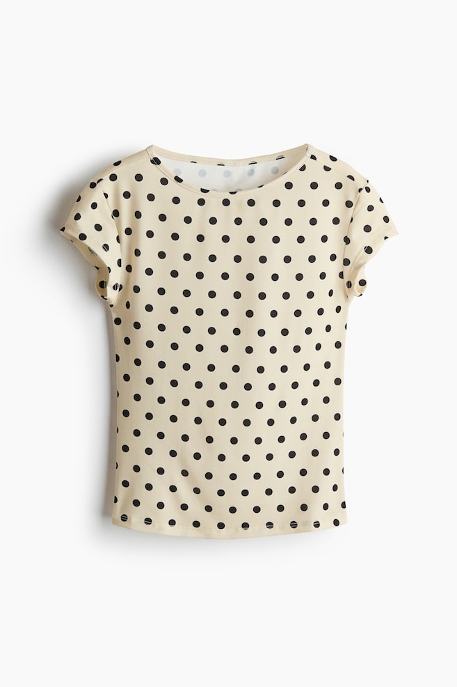 T-shirt ajusté - Beige clair/pois - 1